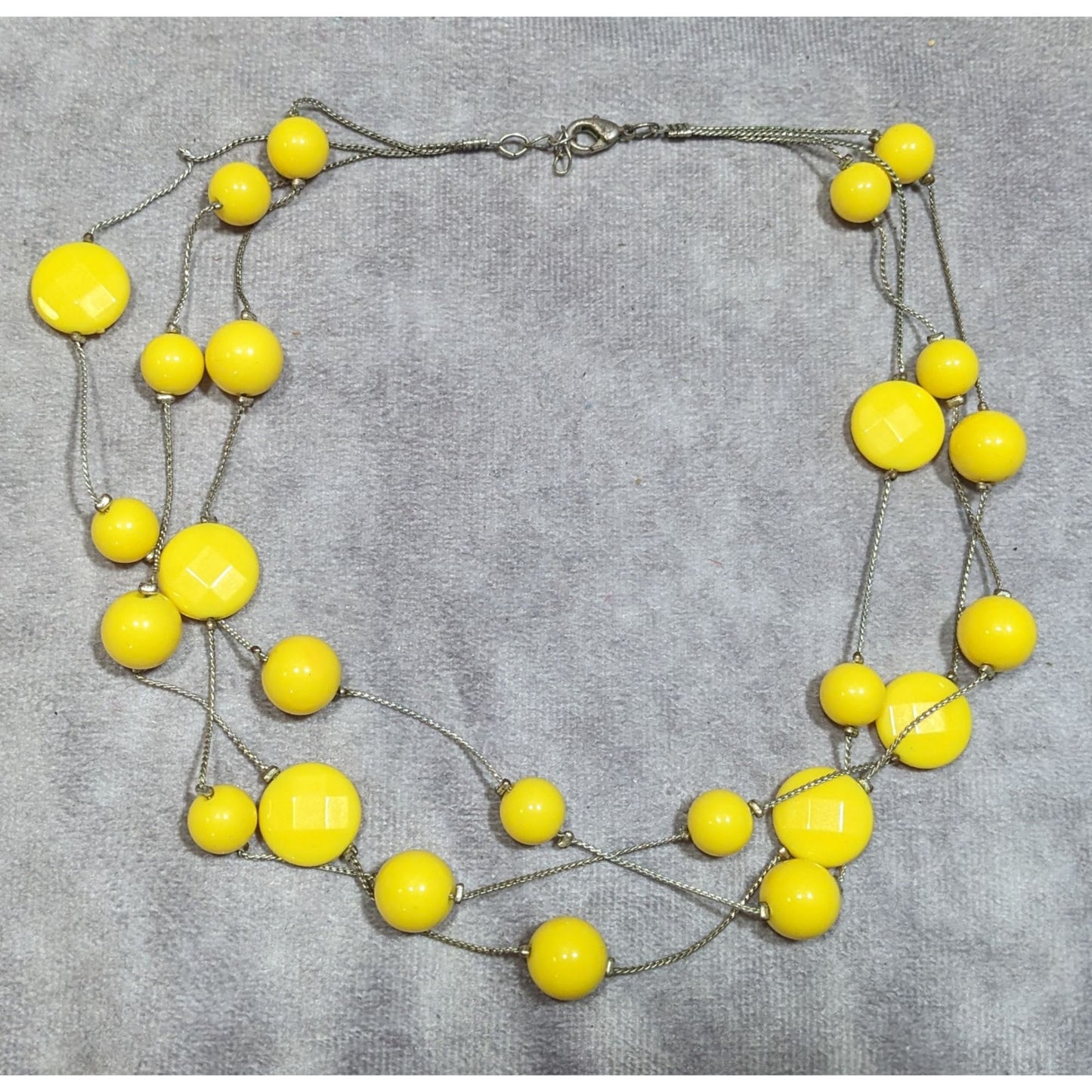 Funky Yellow Beaded Silver Chain Floating Necklace