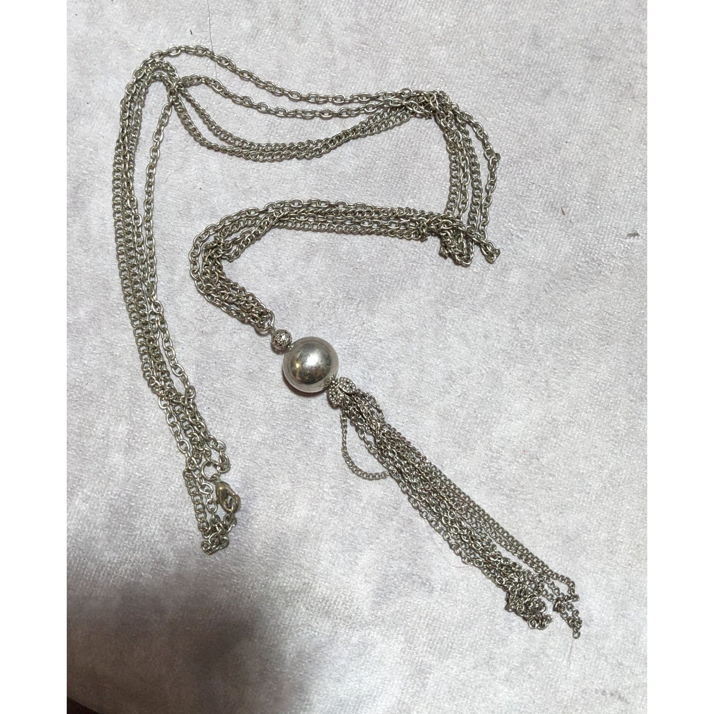 Silver Chain Tassel Necklace