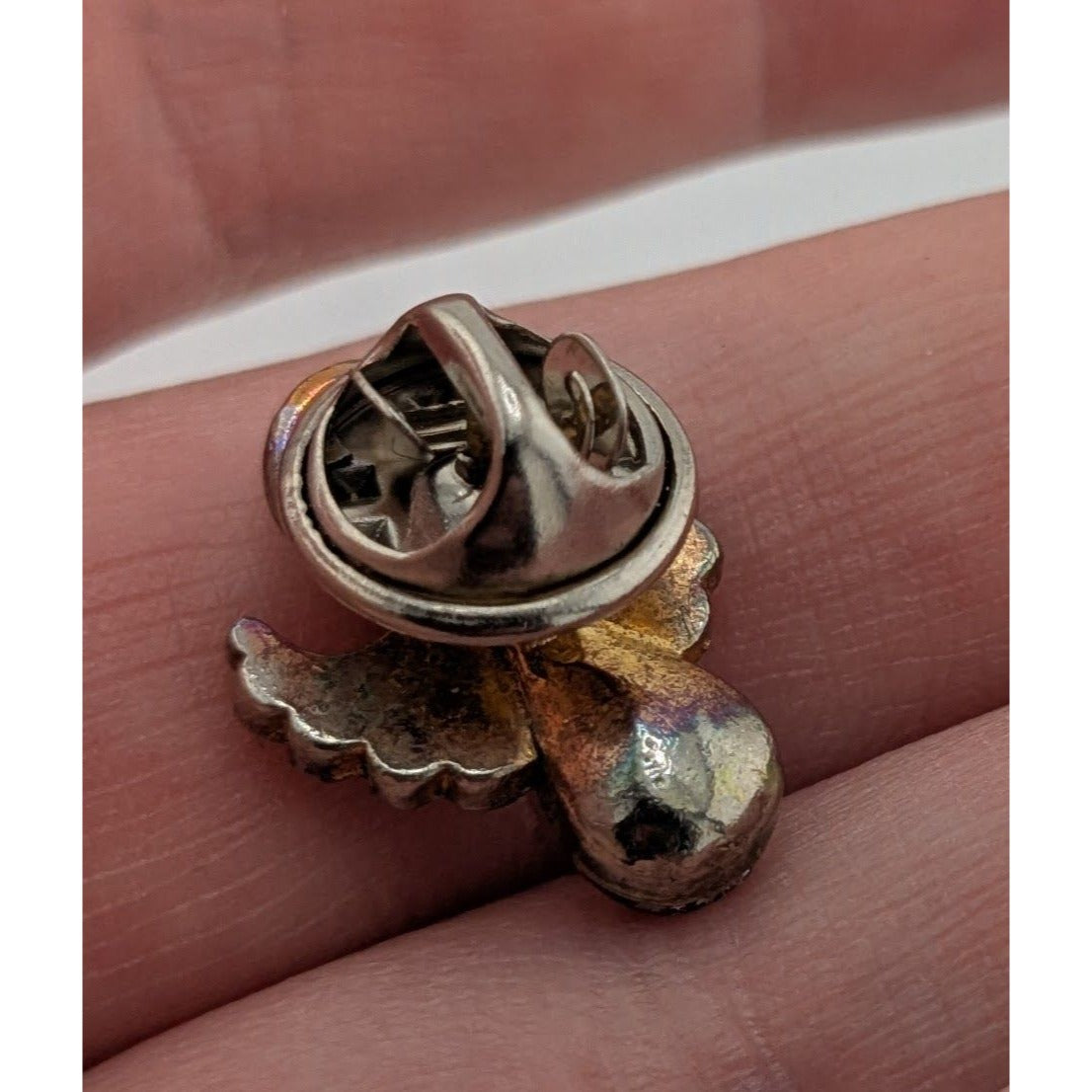 Vintage Holiday Red And Green Gemmed Angel Lapel Pin