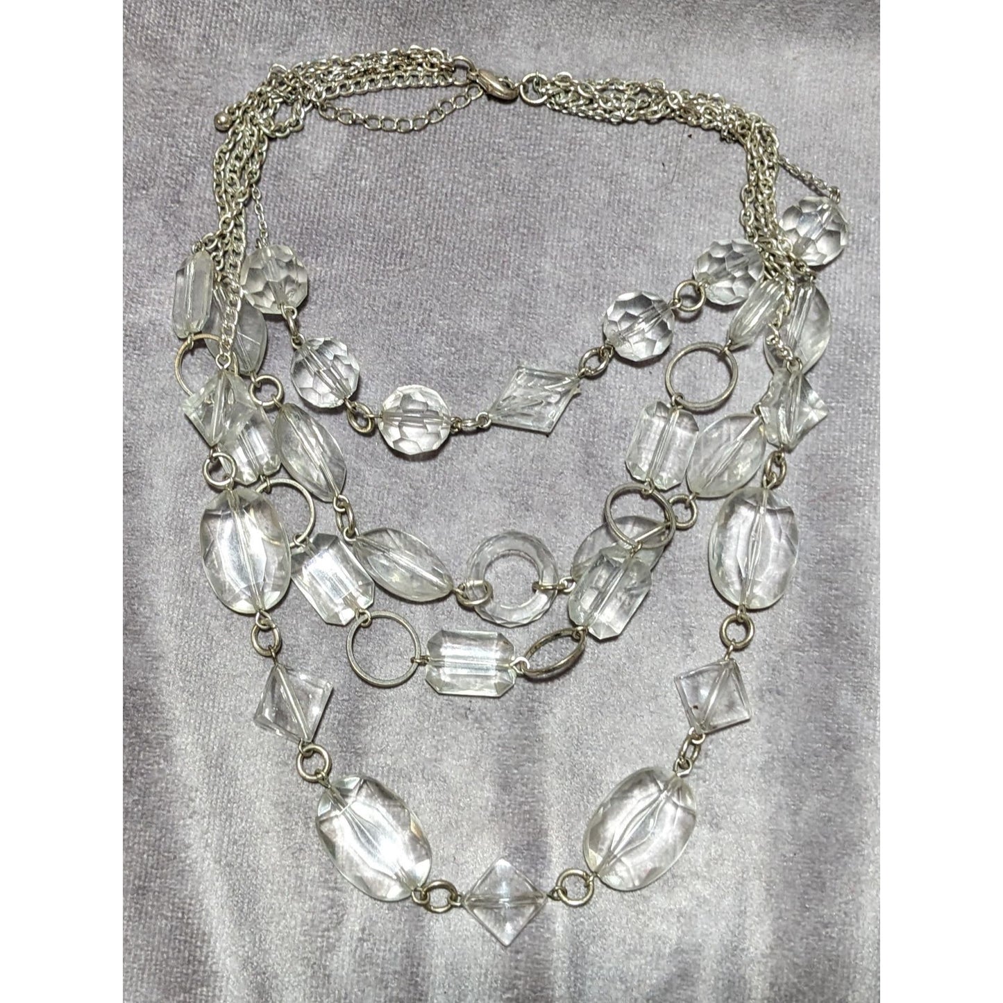 Clear Chunky Gemmed Multilayer Necklace