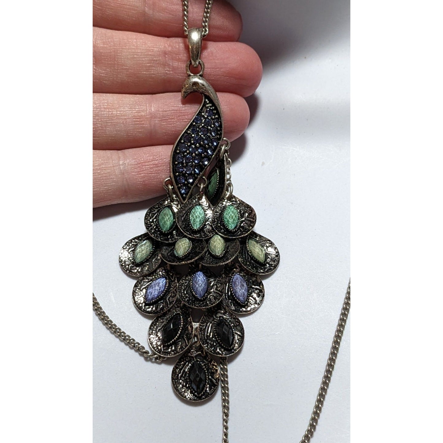 Blue Bohemian Peacock Necklace