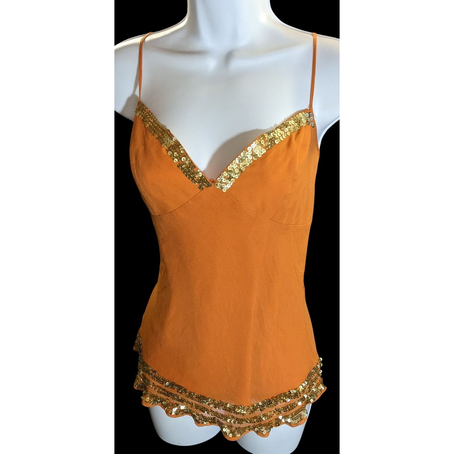 Vintage Kenneth Cole Tank Top Gold Orange Boho Glam
