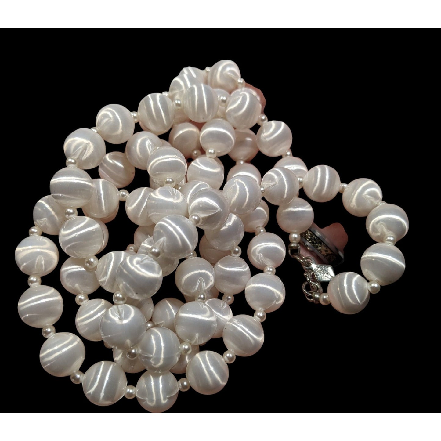 Vintage Sarah Coventry White Silk Beaded Necklace