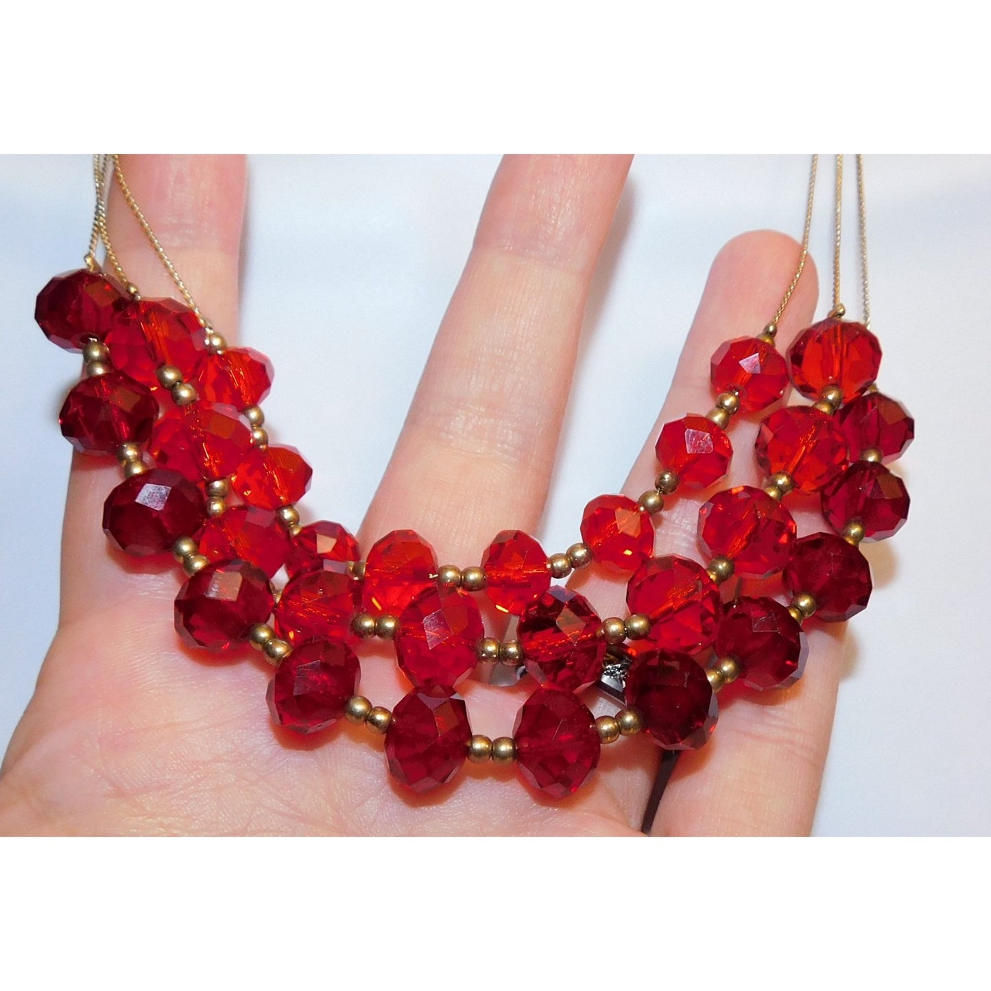 Red Glass Cascade Necklace
