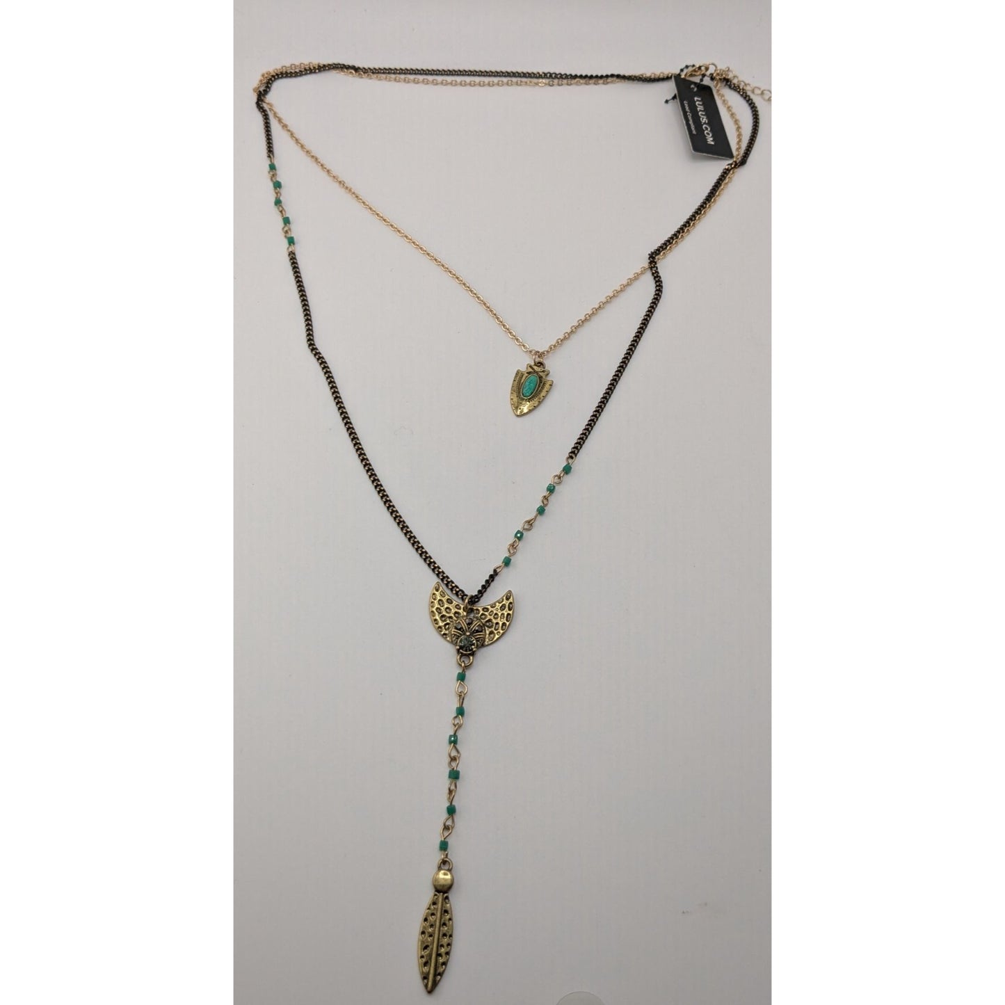 Lulu's Layered Pendant Necklace Blue Green Gold Southwestern Boho NWT