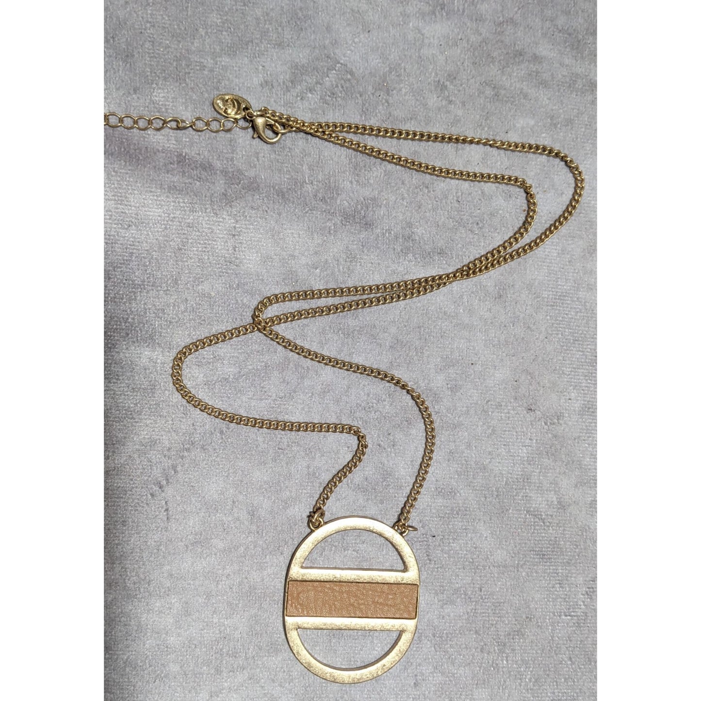 Charming Charlie Gold Leather Pendant Necklace