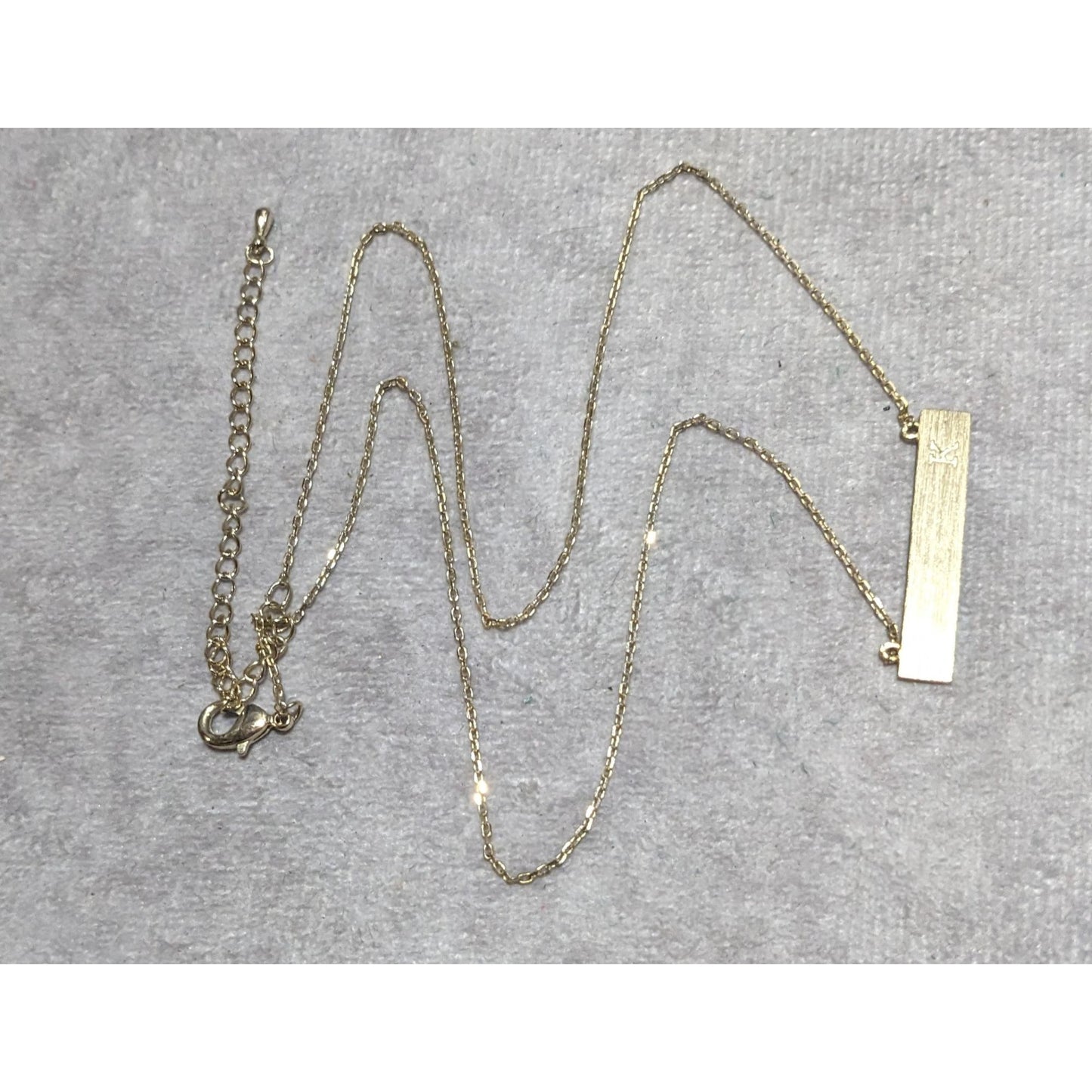 Gold Bar Necklace With Initial K