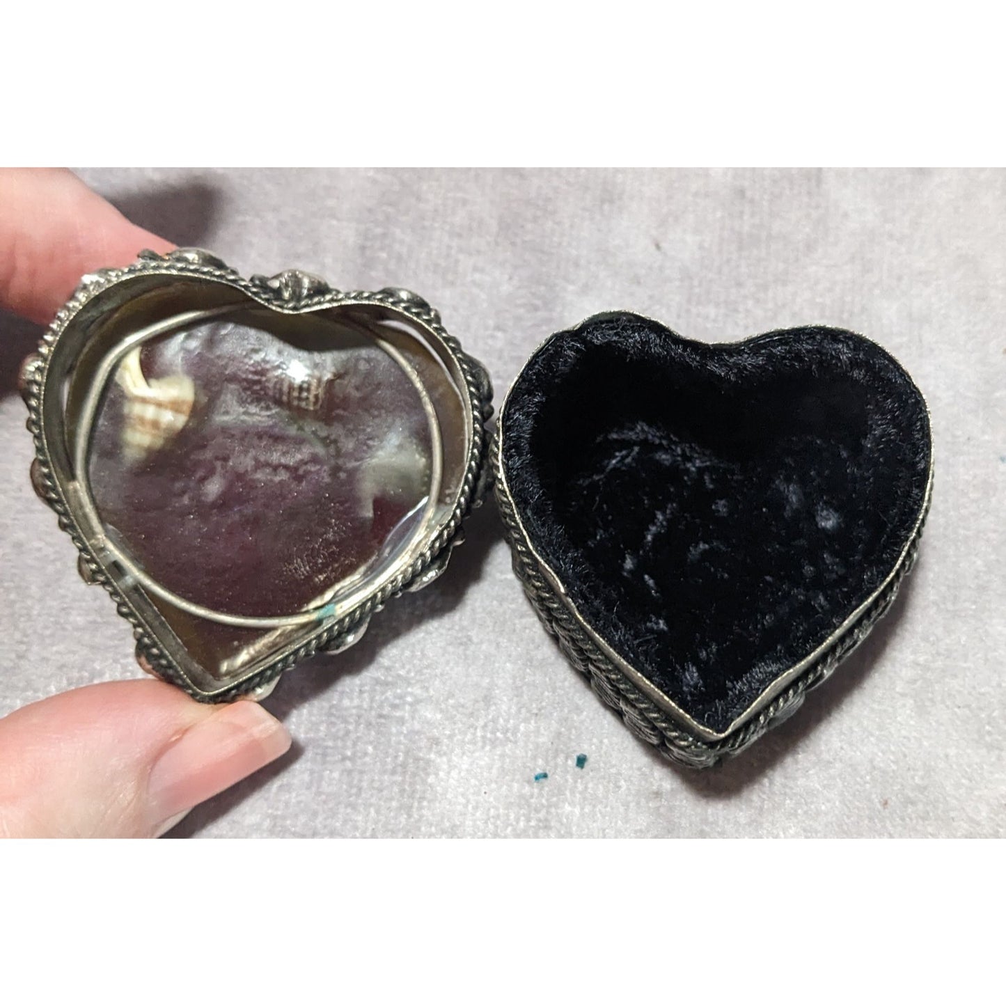 Silver Seashell Heart Trinket Box