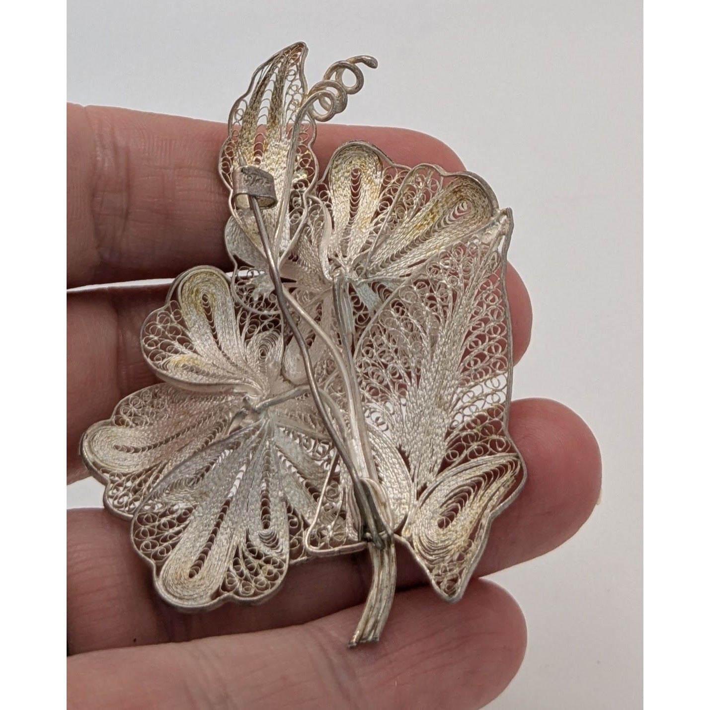 Vintage Sterling Silver Filigree Floral Brooch Pin 925 Handcrafted 3 Inches Elegant Jewelry Collectible Gift