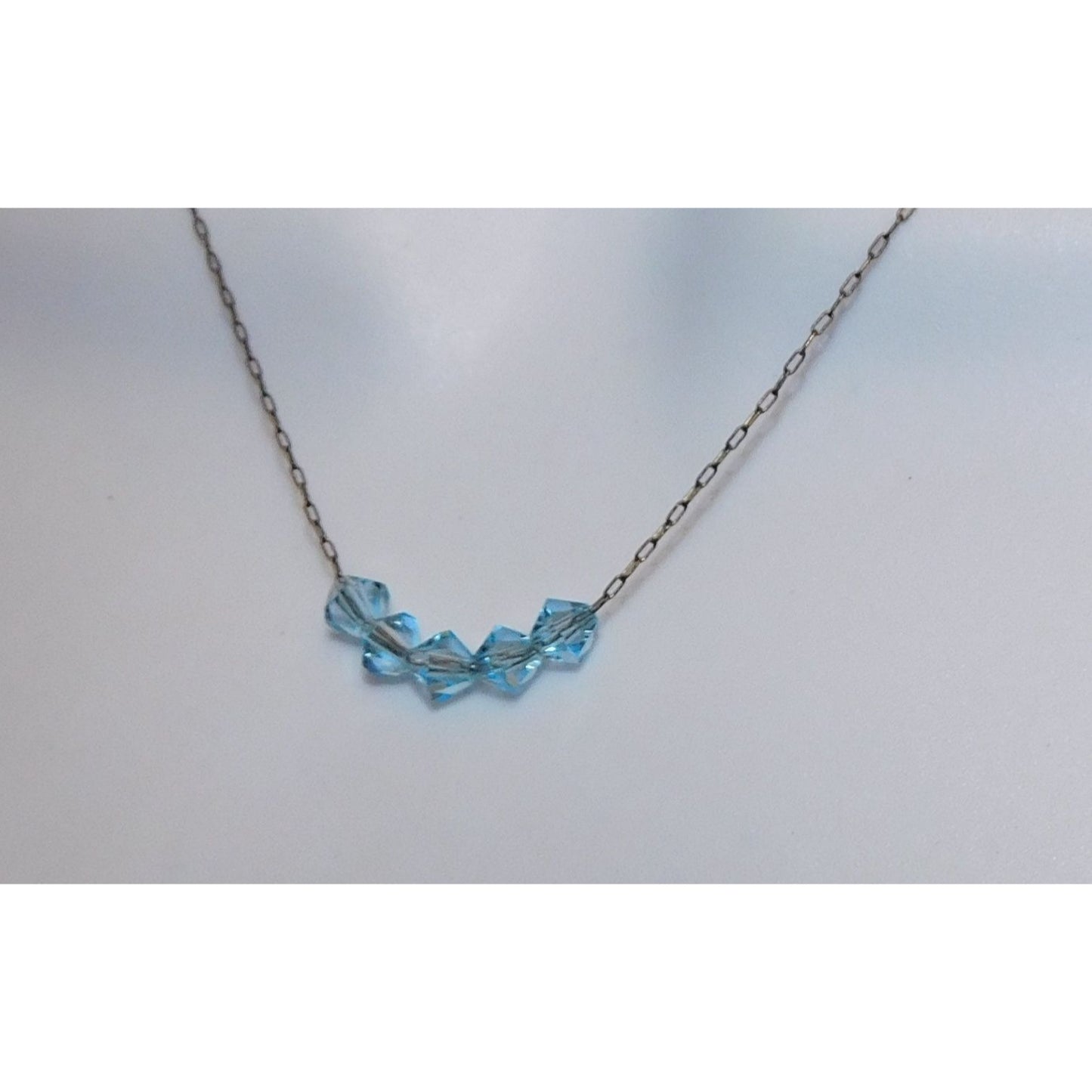 Whimsical Minimalist Ice Blue Beaded Necklace