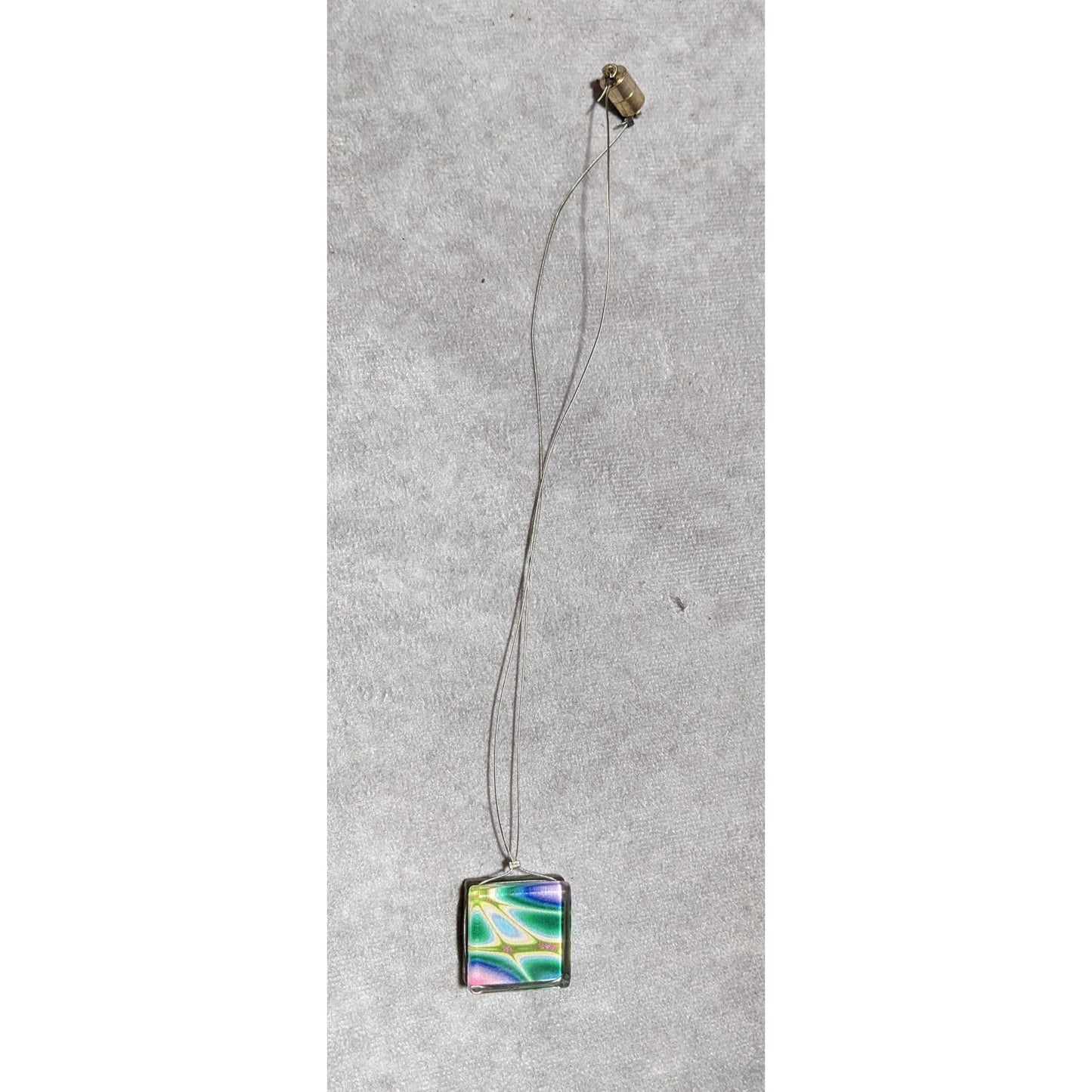Rainbow Abstract Glass Pendant Necklace