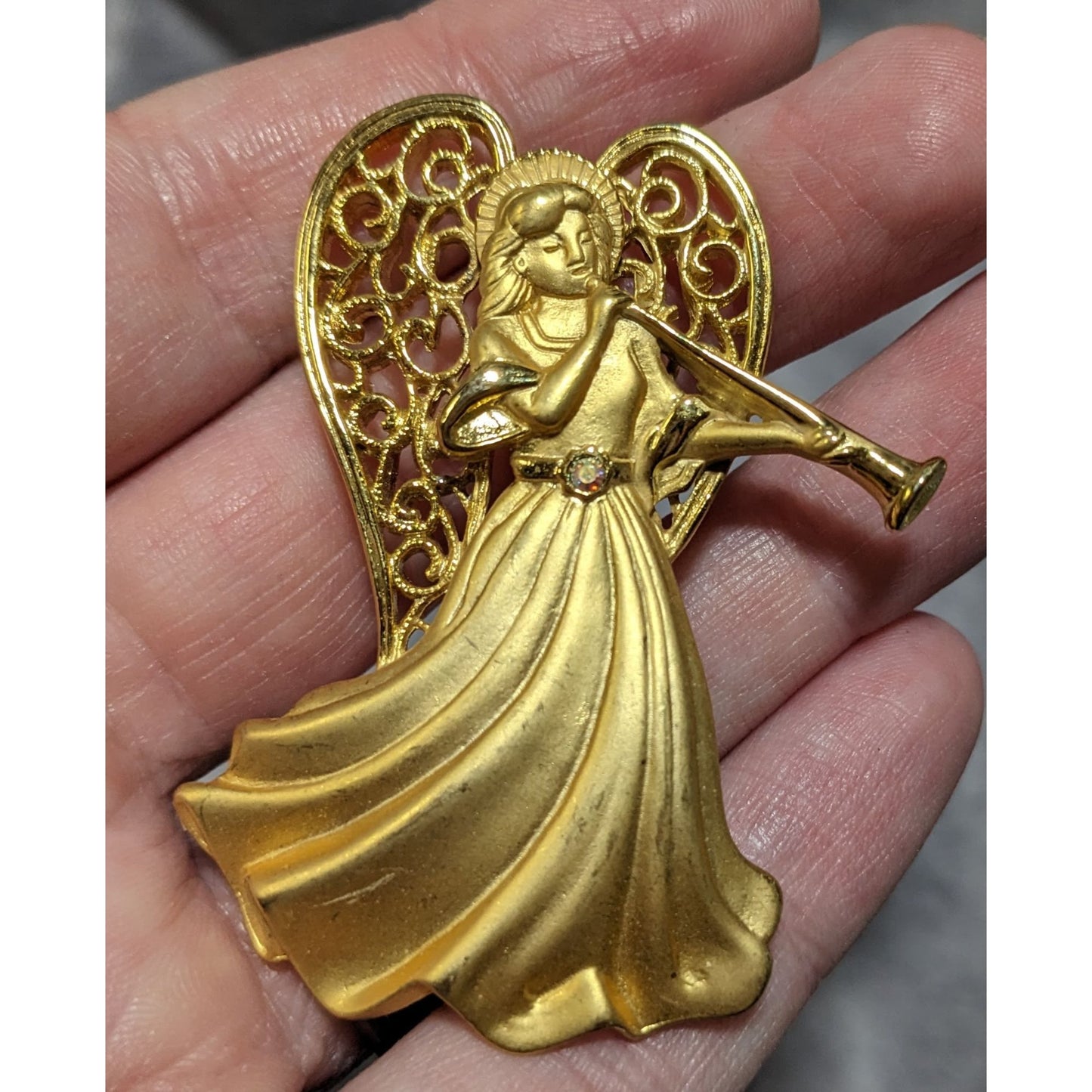 Vintage Jonette Jewelry Gold Angel Brooch