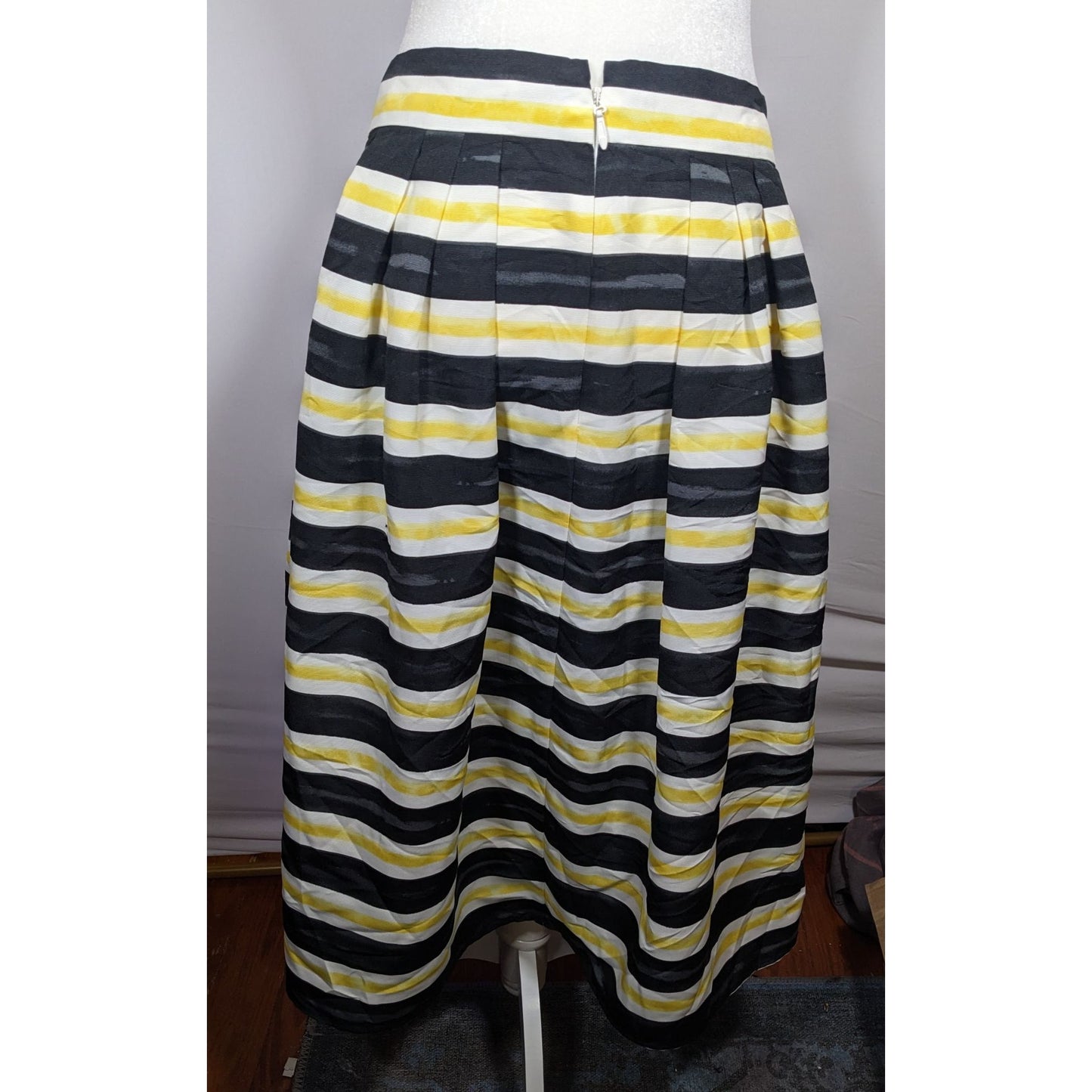 Eva Mendes For New York & Company Black And Yellow Striped Skirt