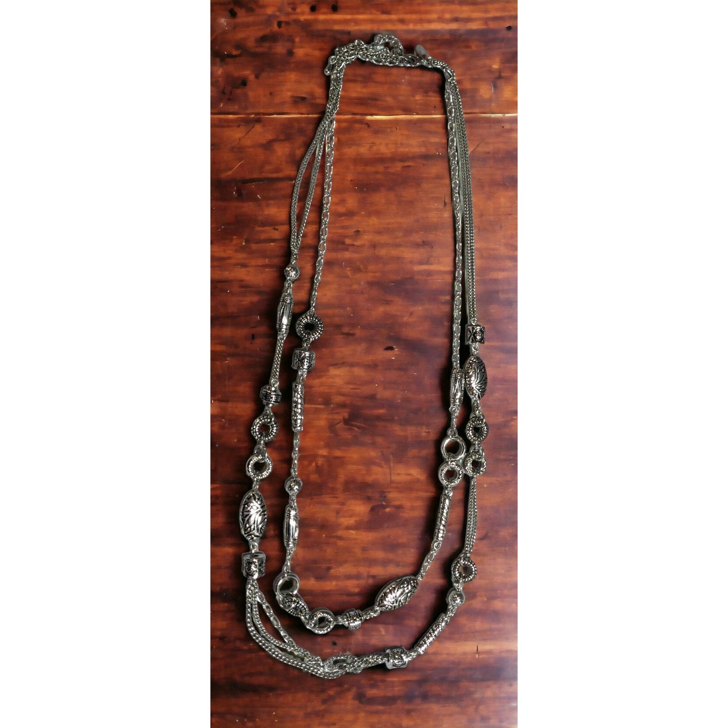 Lia Sophia Brutalist Multilyer Silver Chain Necklace