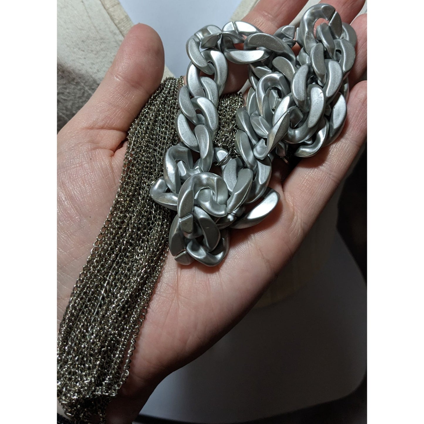 Silver Chain Costume Statement Necklace