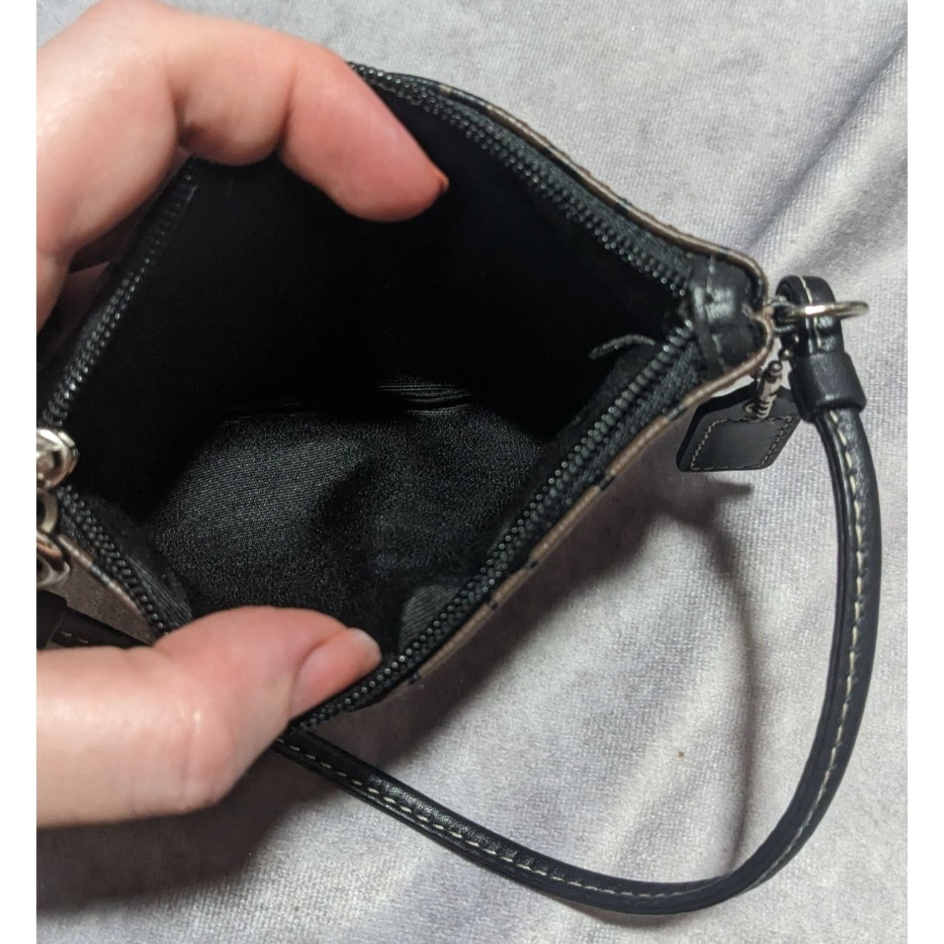 Coach Signature Brown And Black Monogram Wristlet