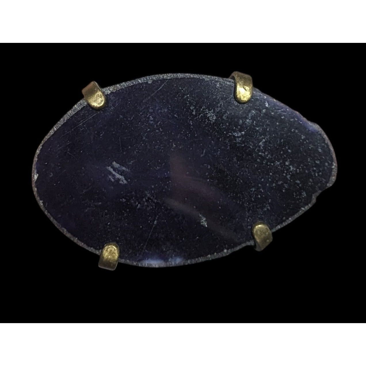 Dark Blue Dyed Geode Slice Adjustable Statement Ring Size 6 1/2