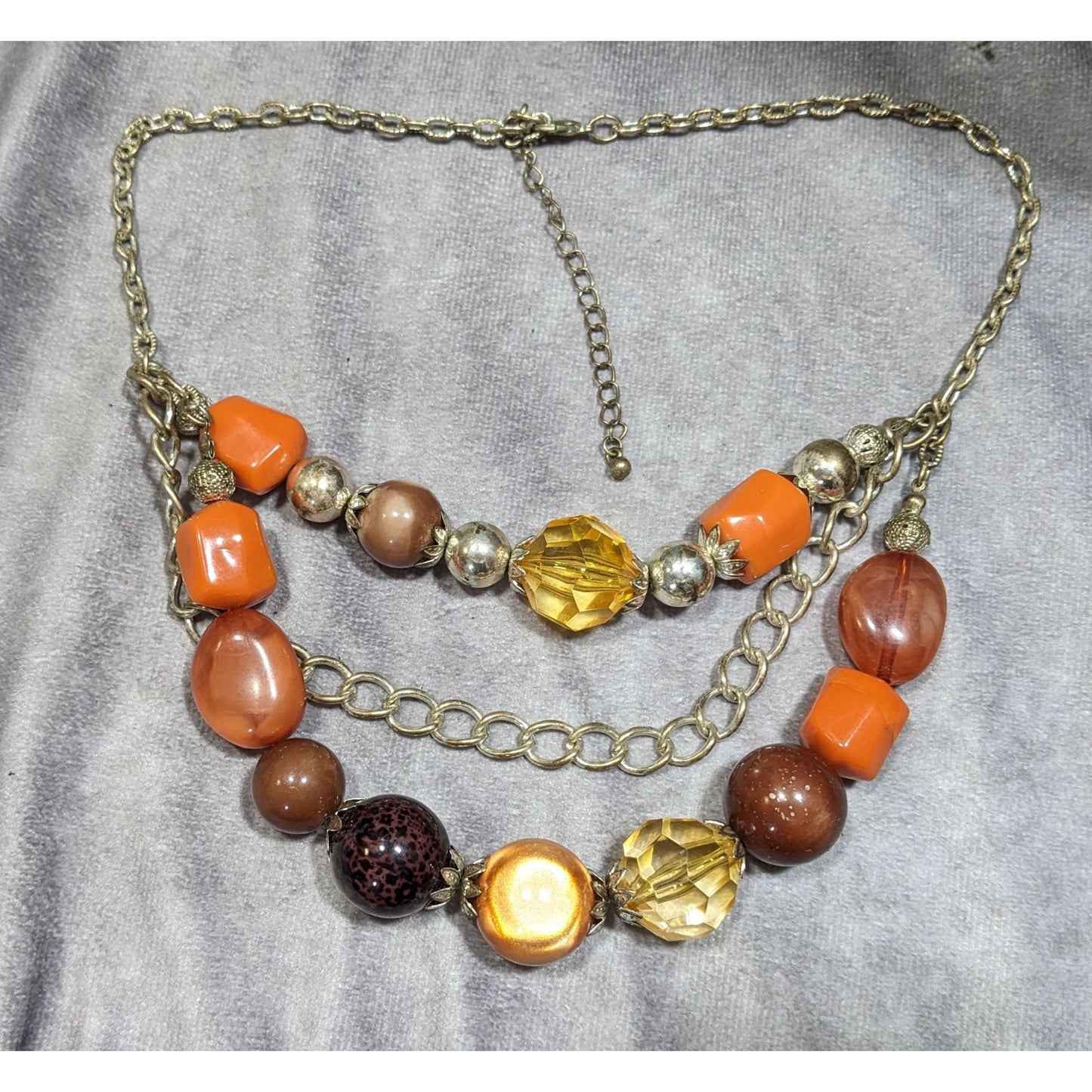 Chunky Earth Tone Beaded Layered Necklace