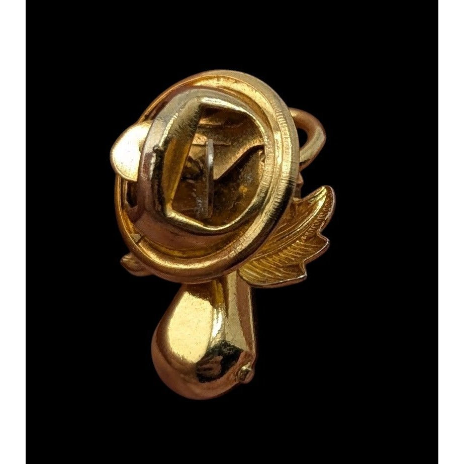 Vintage Angel Brooch Gold-Tone Green May Birthstone Accent 3/4 Inch Pin