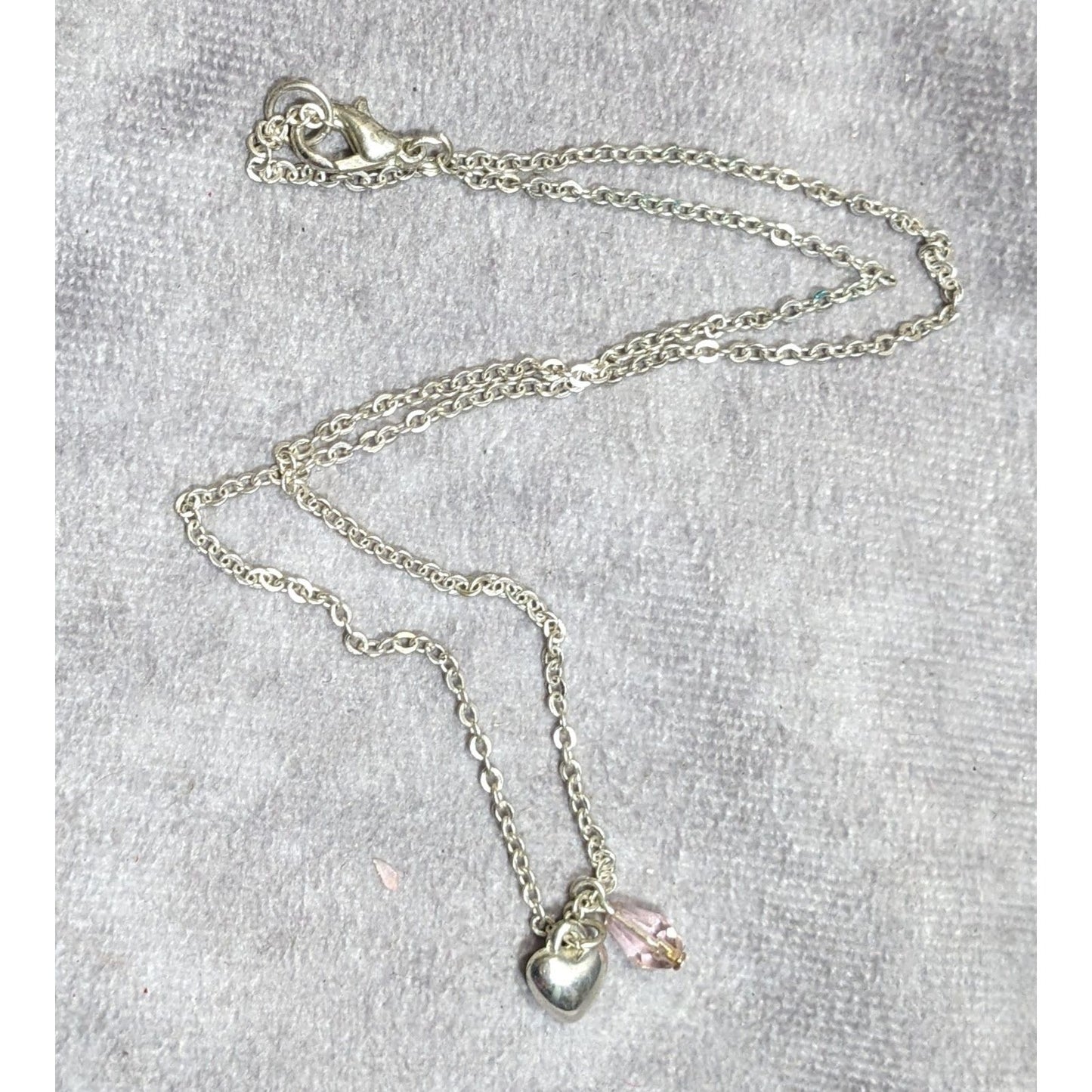 Dainty Minimalist Heart Necklace With Pastel Pink Accent