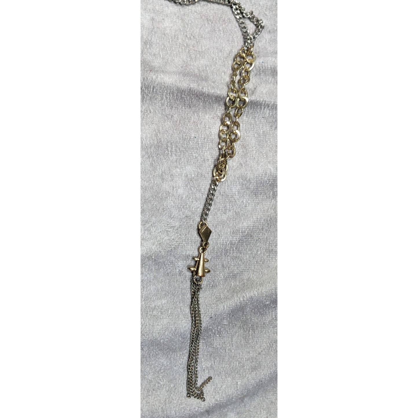 BCBGMAXAZRIA Metallic Punk Abstract Chain Tassel Necklace