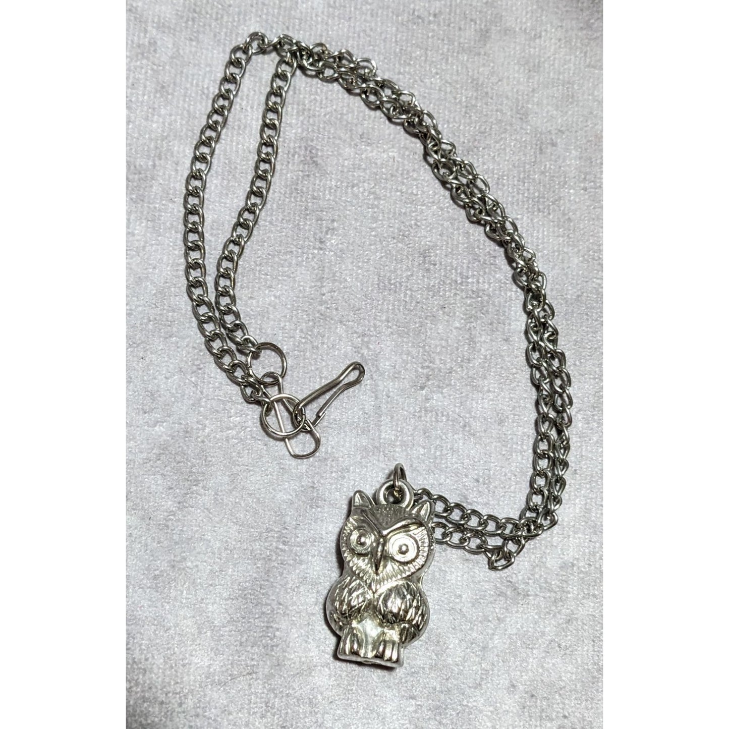 Silver Puffed Owl Necklace