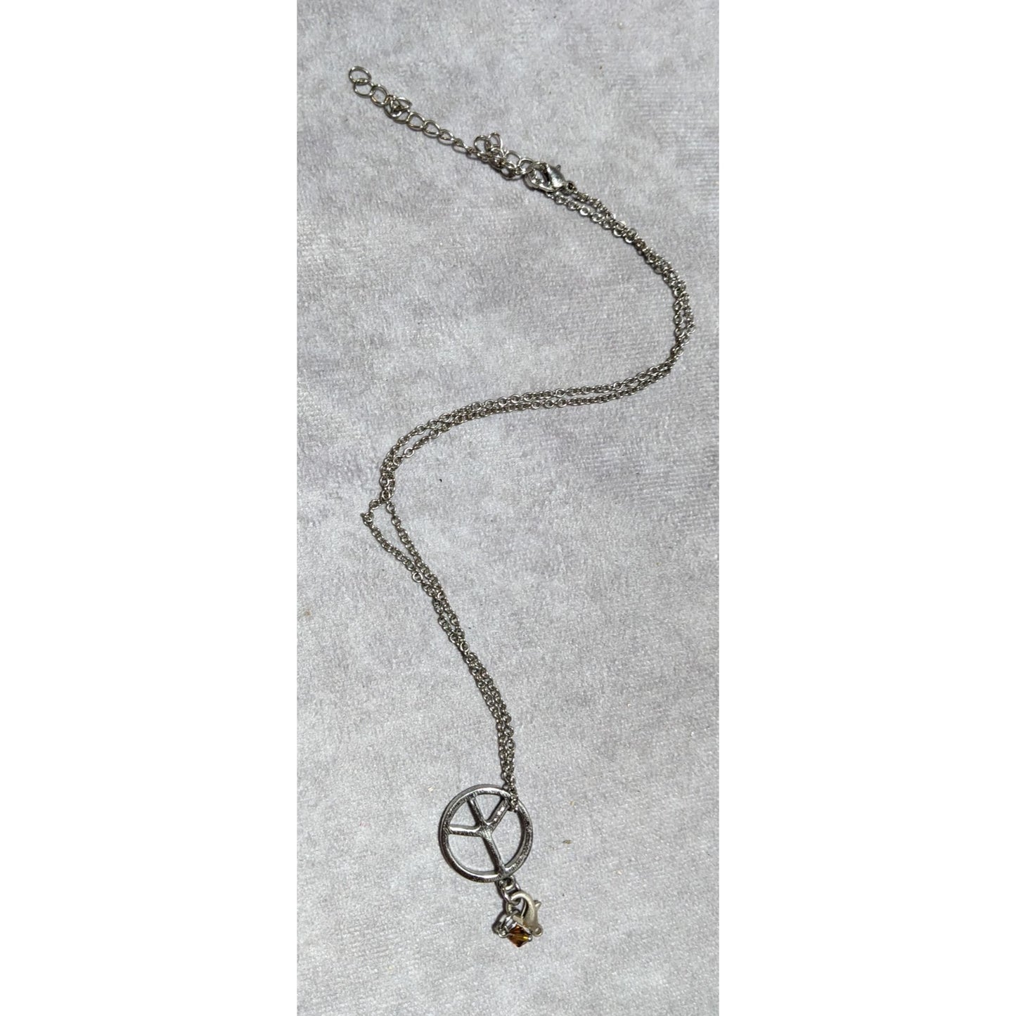 Silver Peace Sign Chain Charm Necklace