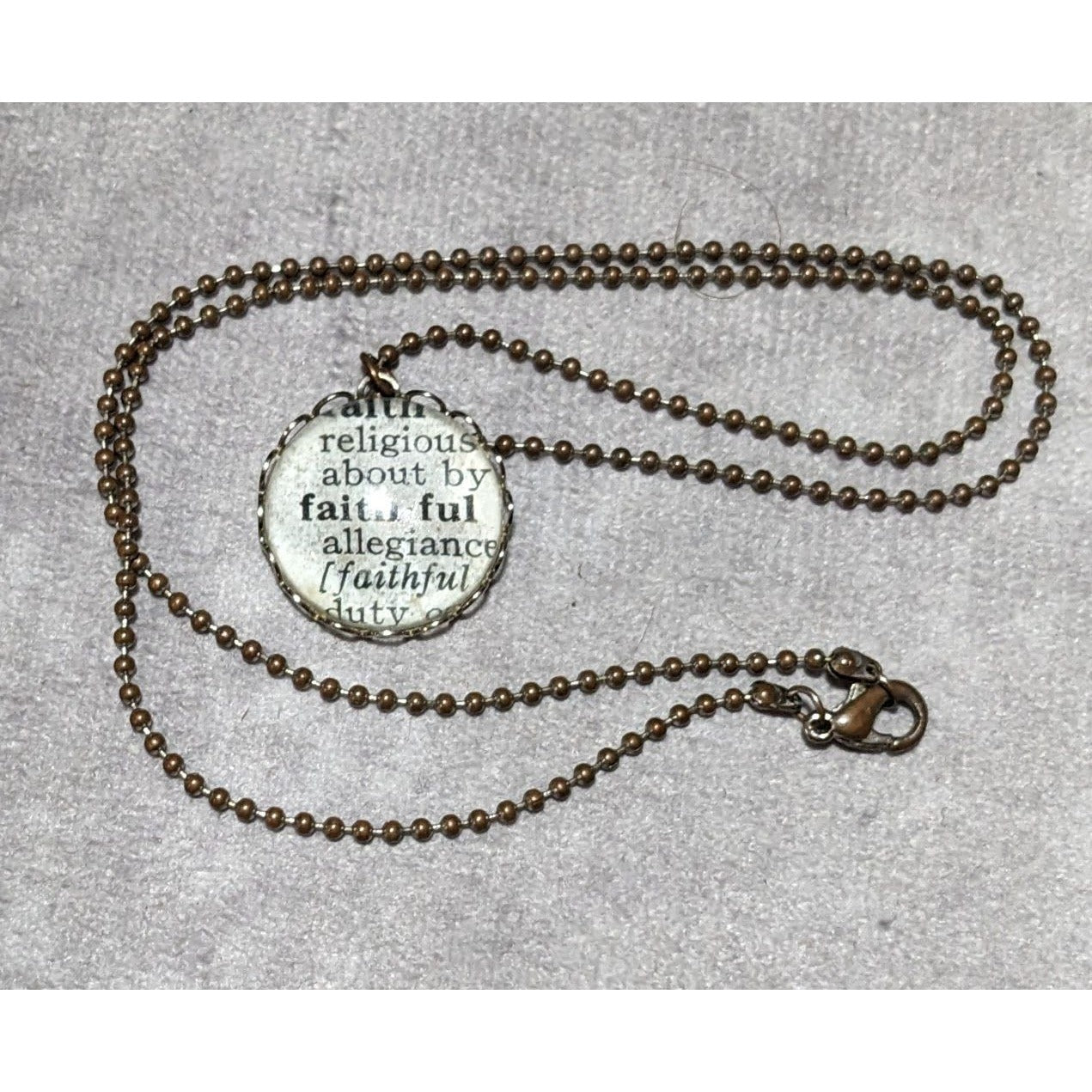 Faithful Scripture Book Bubble Pendant Necklace