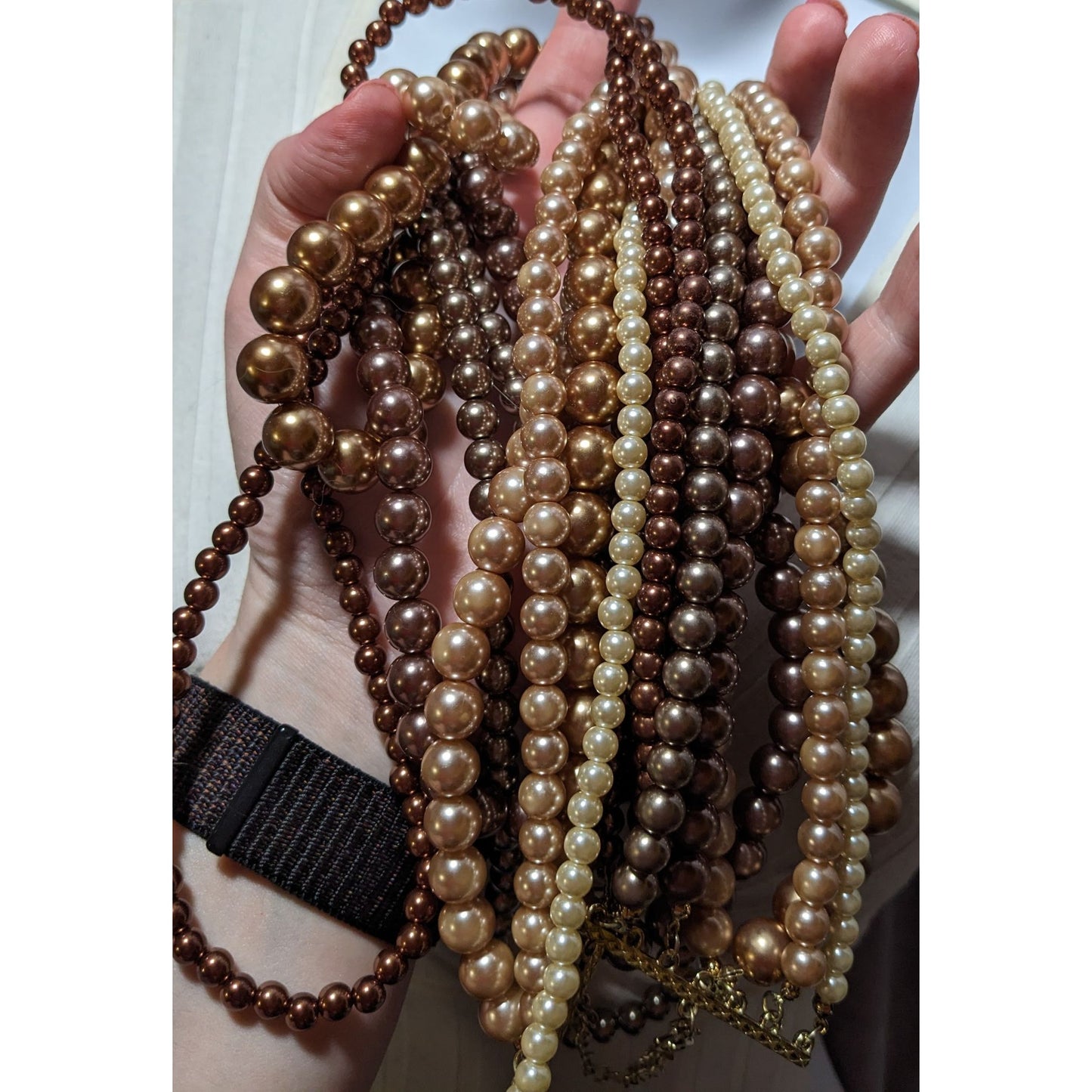 Gold Brown Glam Pearl Necklace