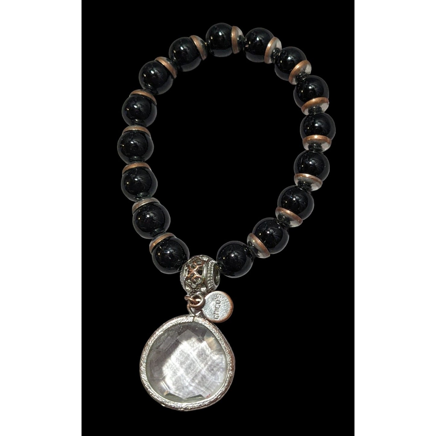 Chico's Vintage Beaded Crystal Charm Bracelet