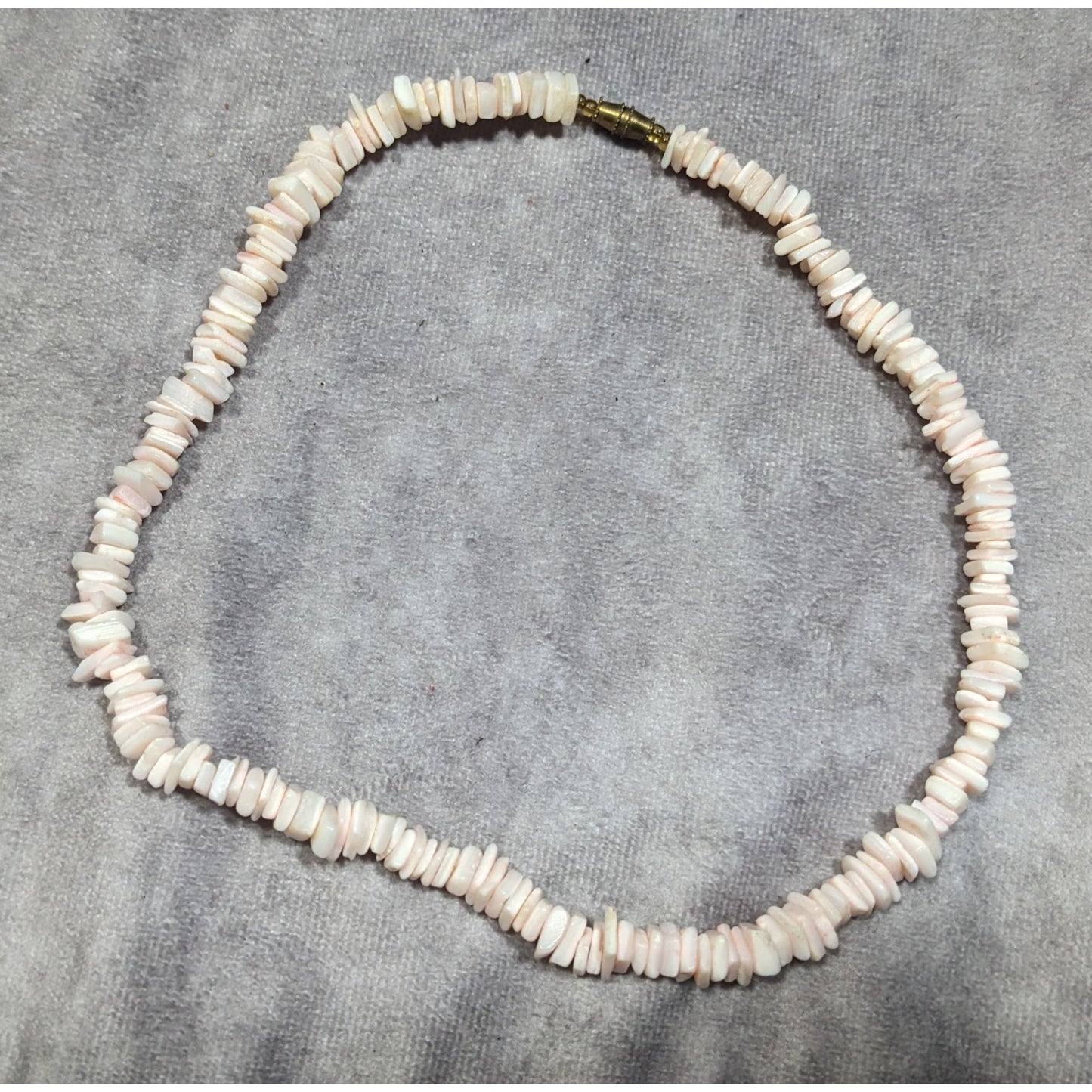 Beachy Bohemian Pastel Pink Seashell Chip Necklace