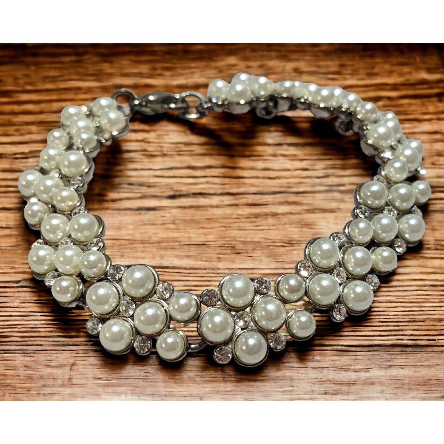 Pearl Rhinestone Bridal Bracelet
