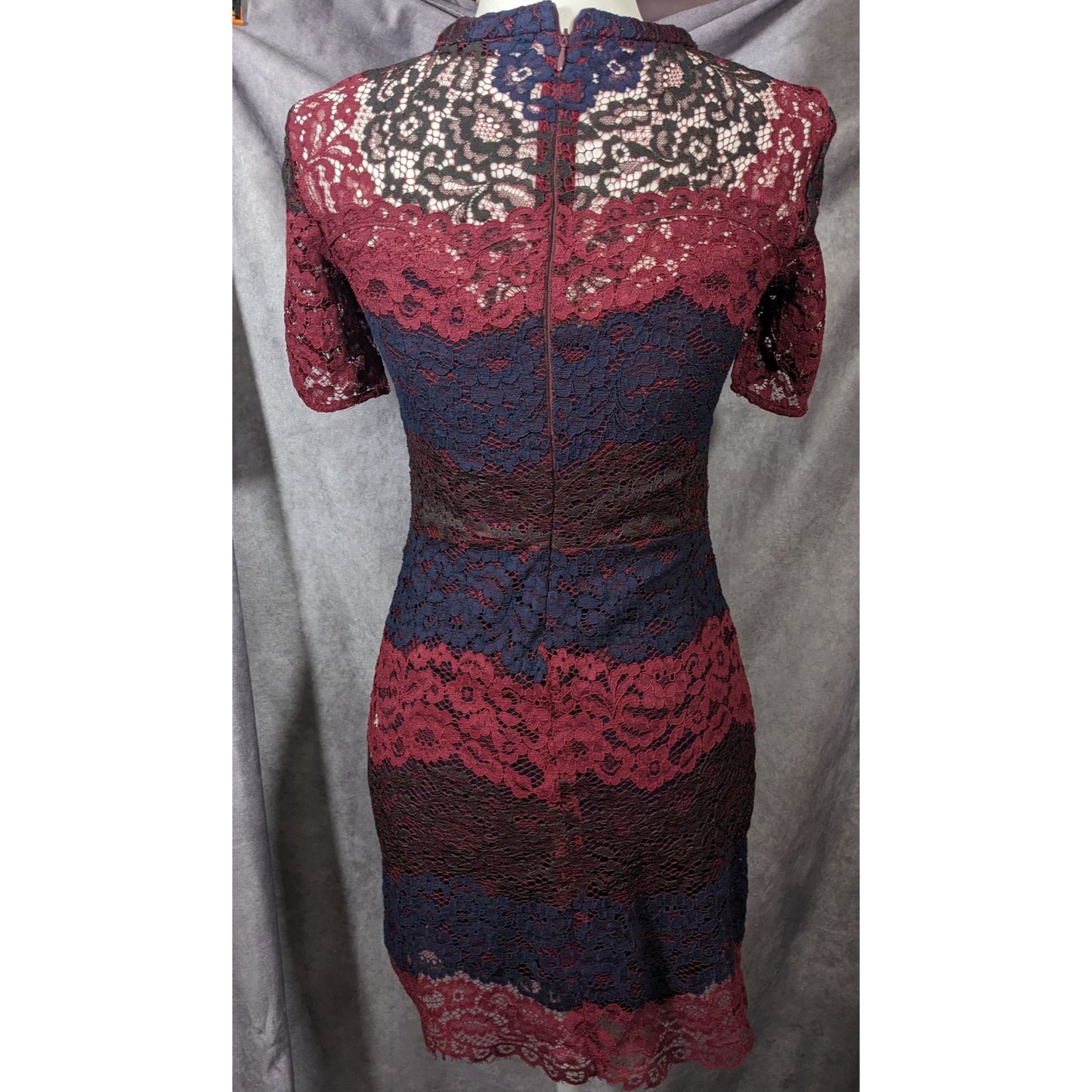 Sandro Paris Red Black And Blue Lace Dress Size Small