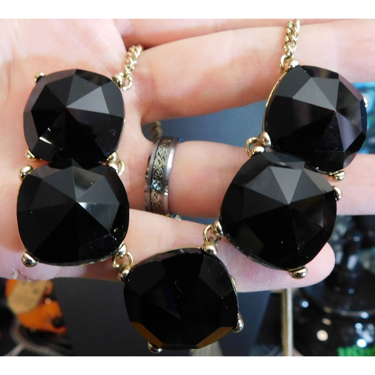 The Limited Corporate Goth Black And Gold Tone Statement Necklace