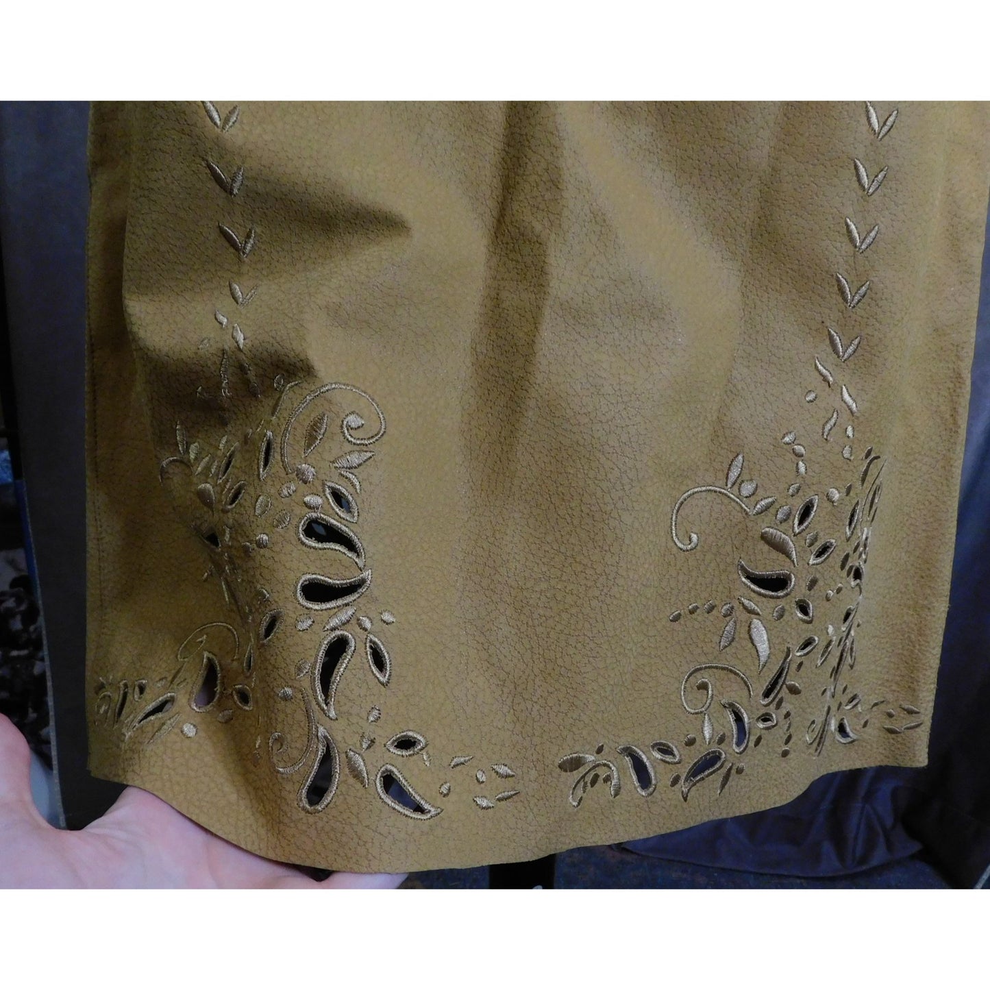 Vintage Carlisle Embroidered Leather Skirt