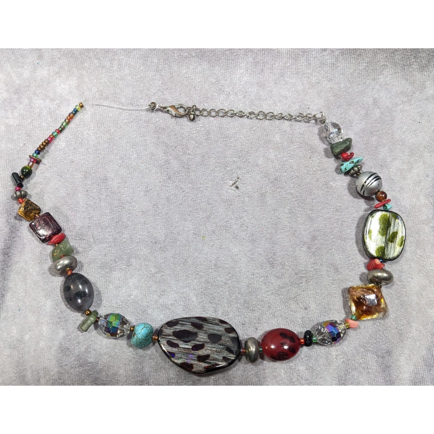 Handmade Rainbow Gemstone And Glass Beaded Necklace