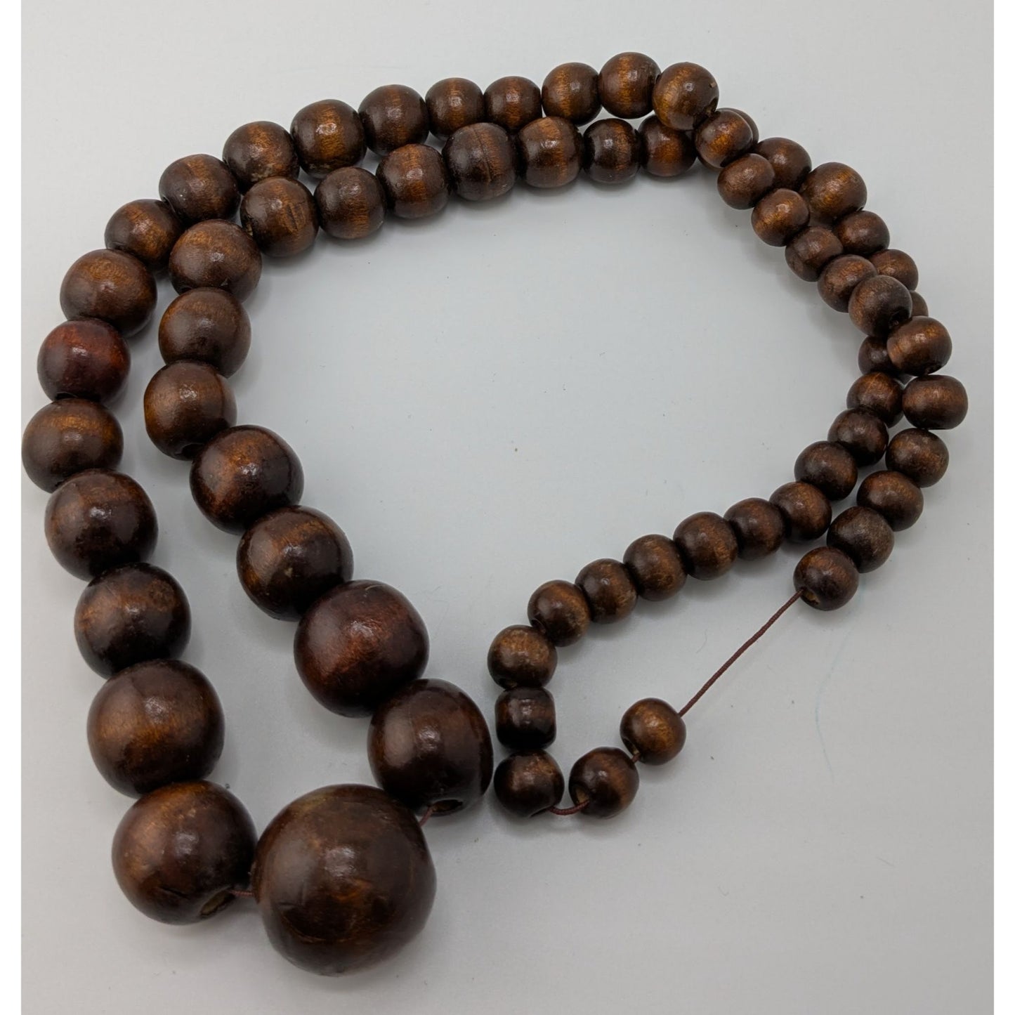 Vintage Handmade Brown Wooden Bead Necklace