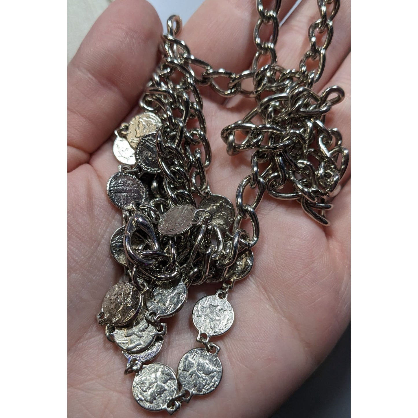 Vintage Replica Mercury Dime Charm And Chain Adjustable Belt