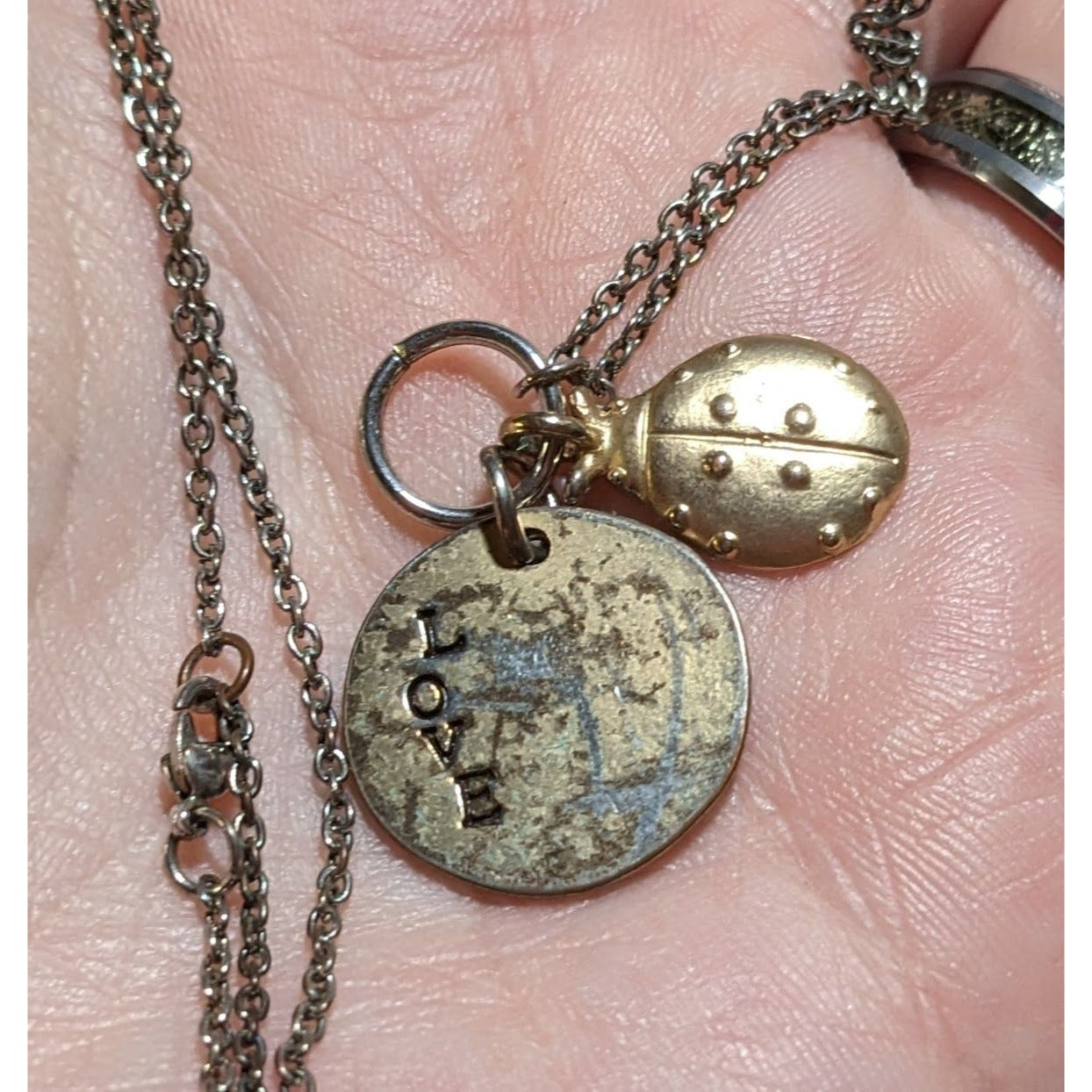 Gold Ladybug Love Charm Necklace