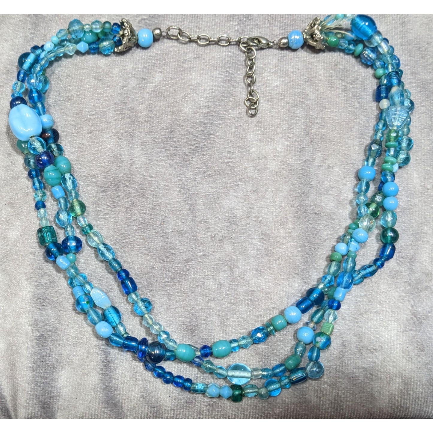 Mermaidcore Handmade Blue Glass Beaded Layered Necklace