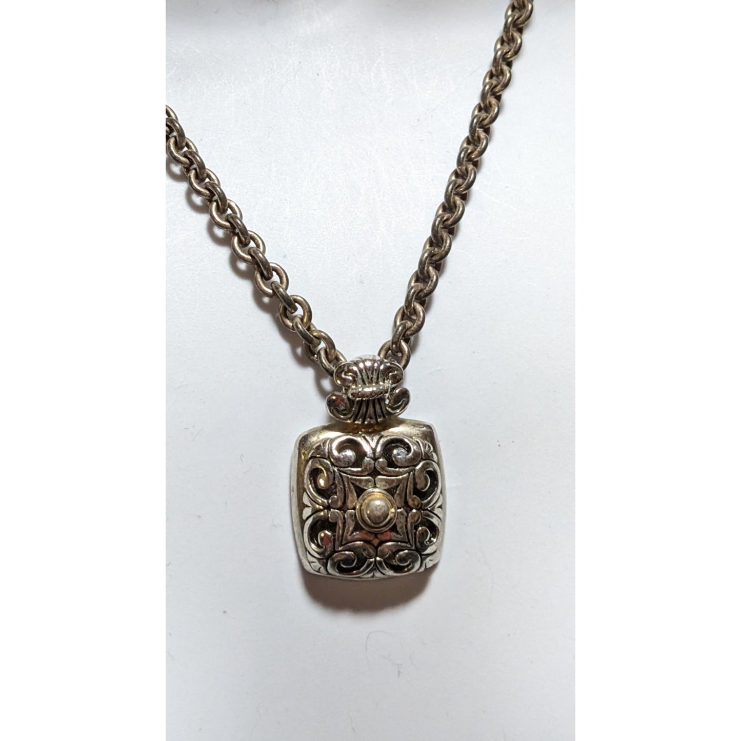 Armbrust International Art Nouveau Square Silver Pendant Necklace