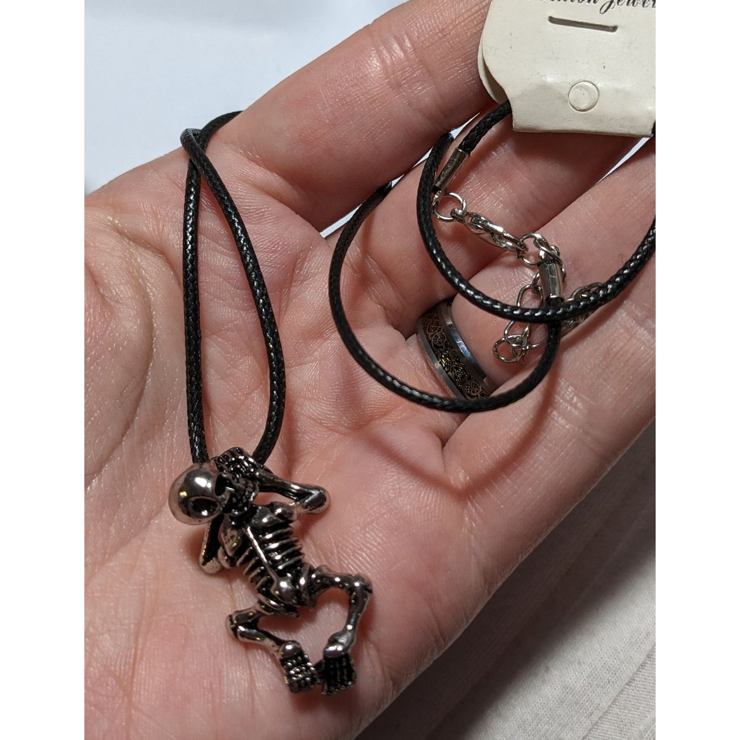 Hanging Silver Skeleton Necklace