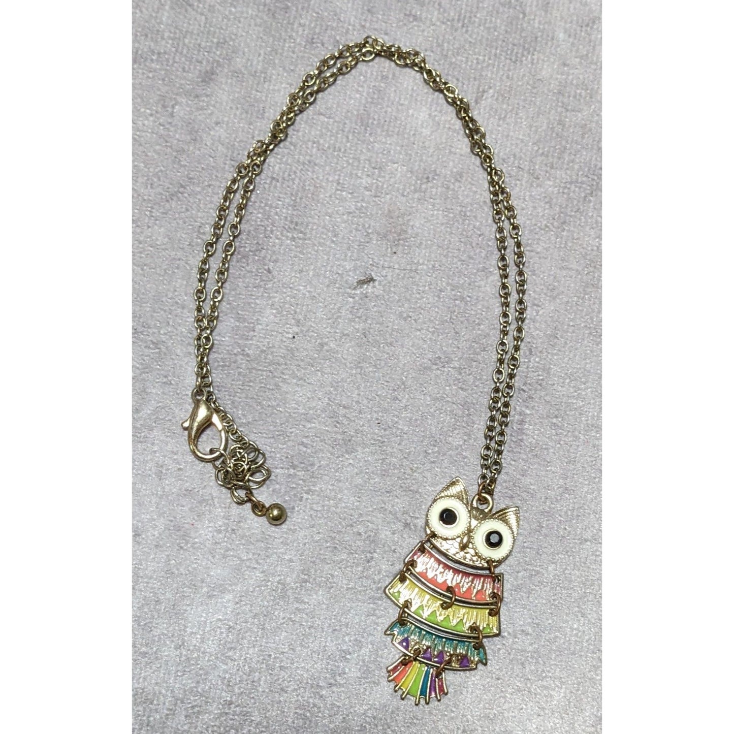 Rainbow Articulated Owl Necklace