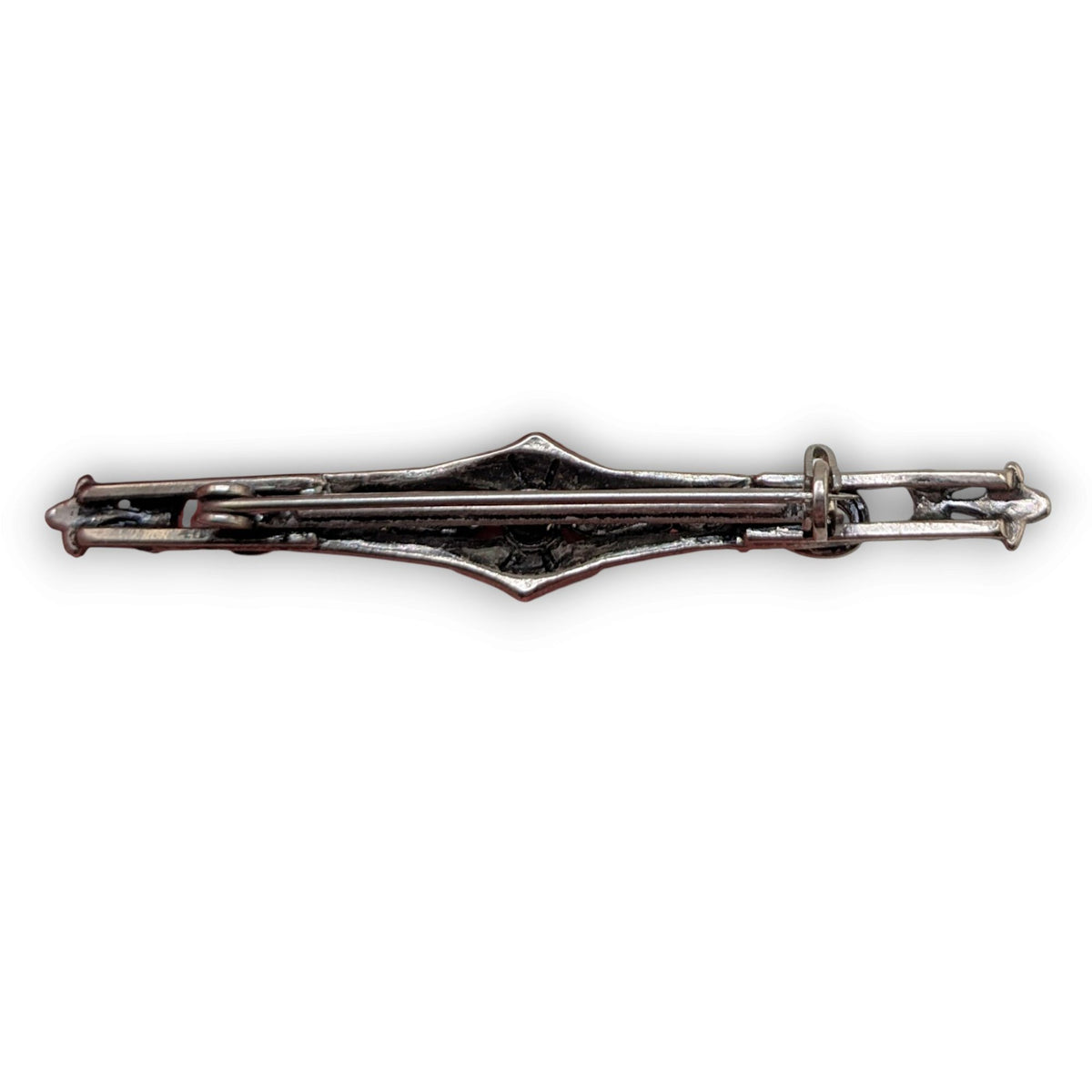 Vintage Art Deco Rhinestone Silver Tone Horseshoe Bar Brooch 2 1/2 Inch