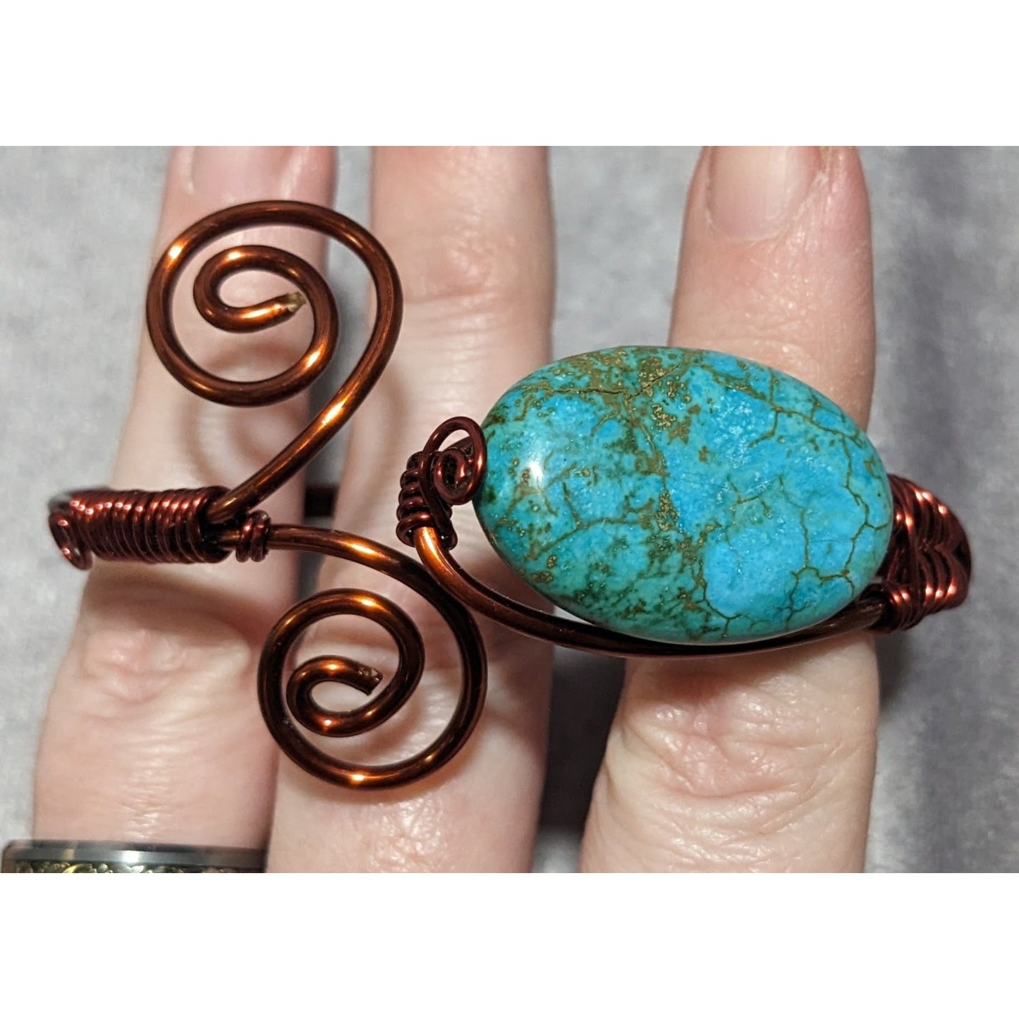 Copper Turquoise Wire Wrapped Bracelet