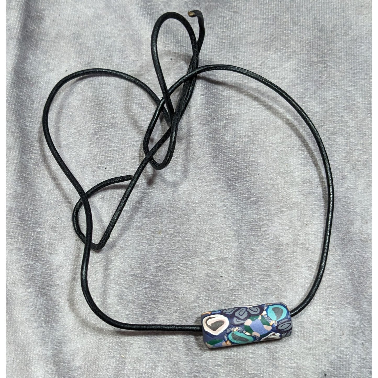 Handmade Polymer Clay Bead Tie On Pendant Necklace