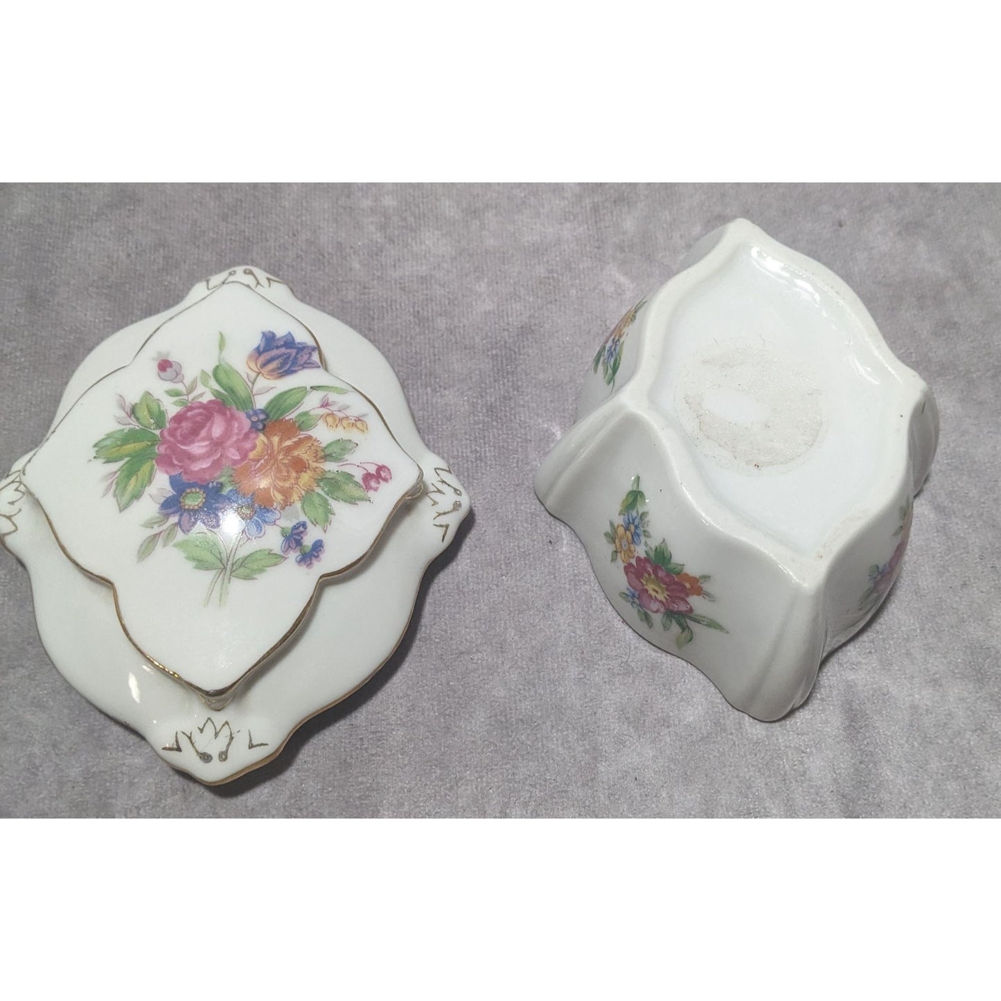 Vintage Floral Glided Porcelain Trinket Box