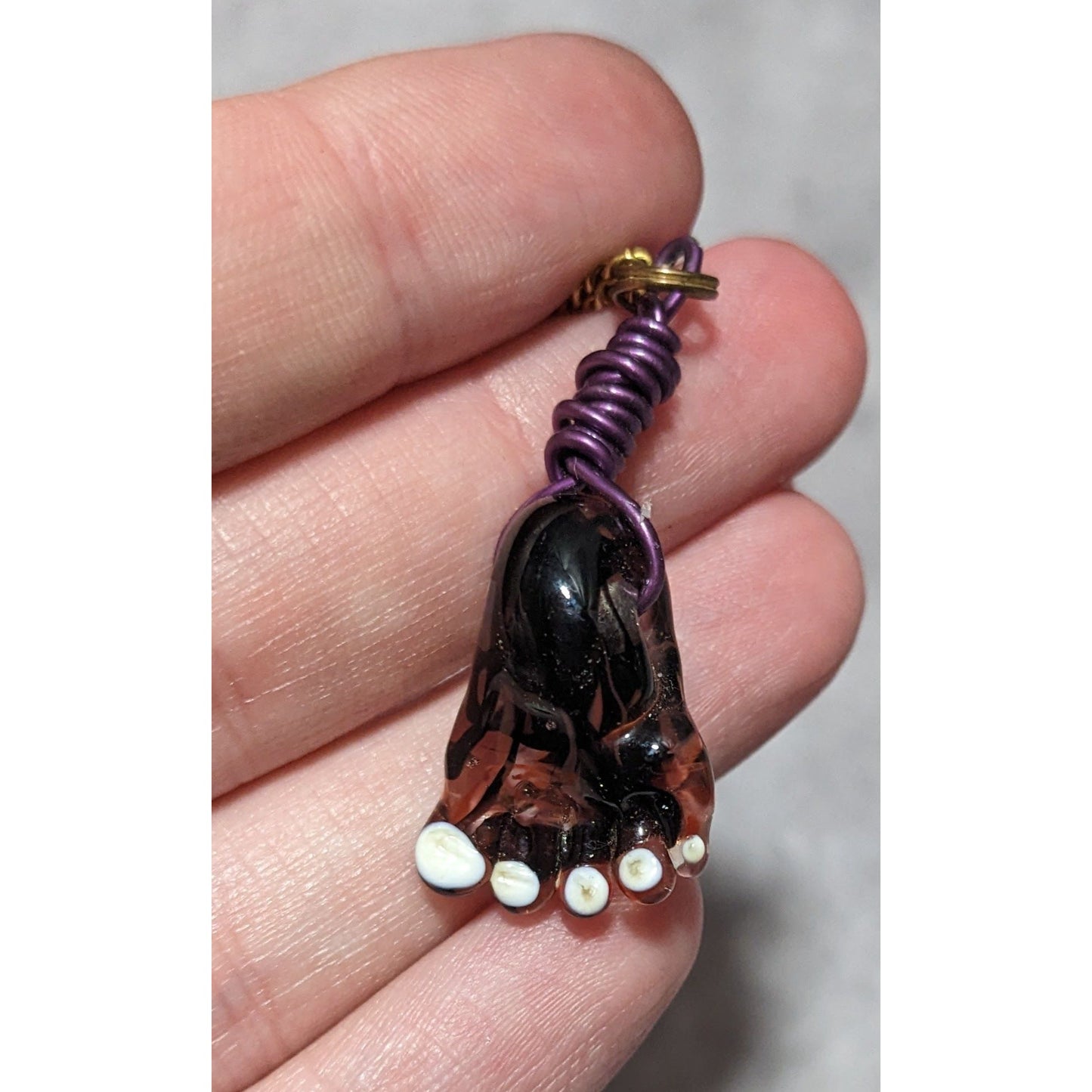 Purple Glass Foot Necklace