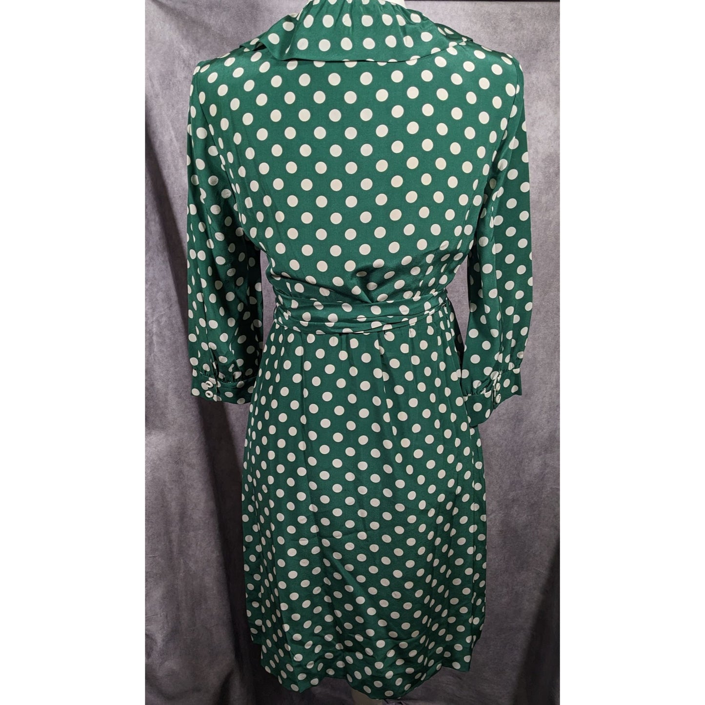 Kate Spade Daniella Silk Green And White Polka Dot Wrap Dress Size 6