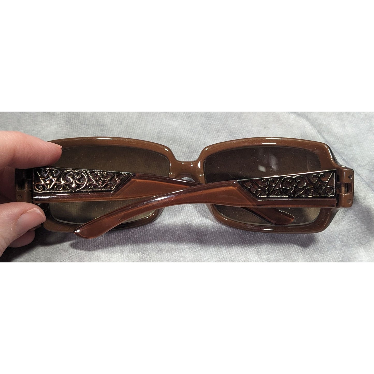 Vintage Revlon Brown Sunglasses With Art Nouveau Accents